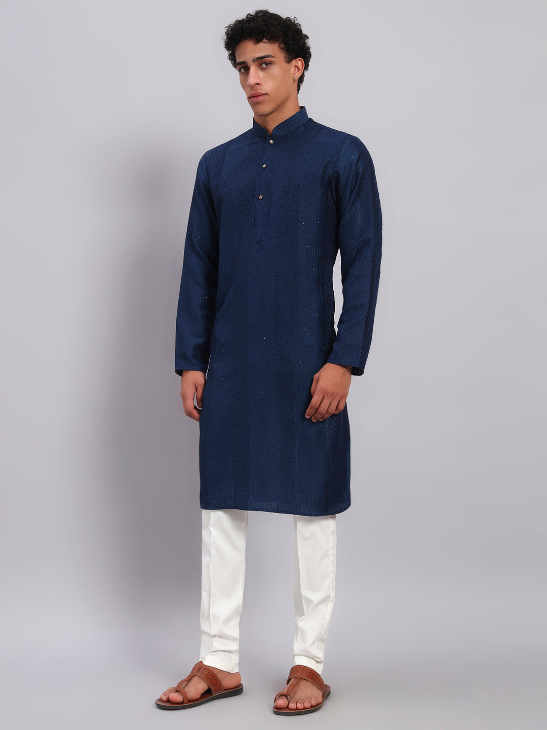 Men Navy Blue Sequinze Only