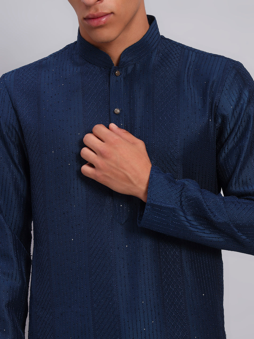 Men Navy Blue Sequinze Only