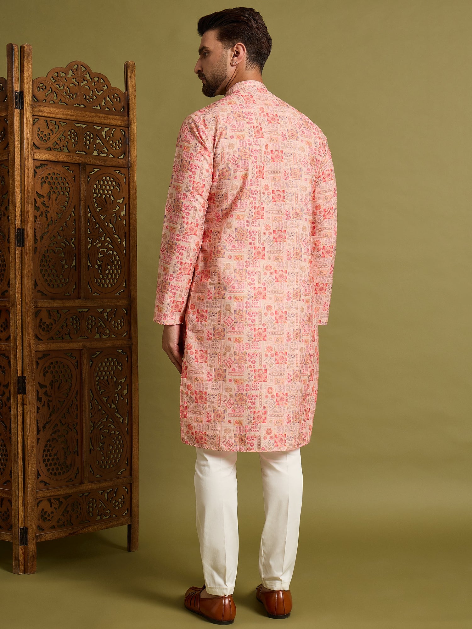 Pink Printed Kurta Trouser Set