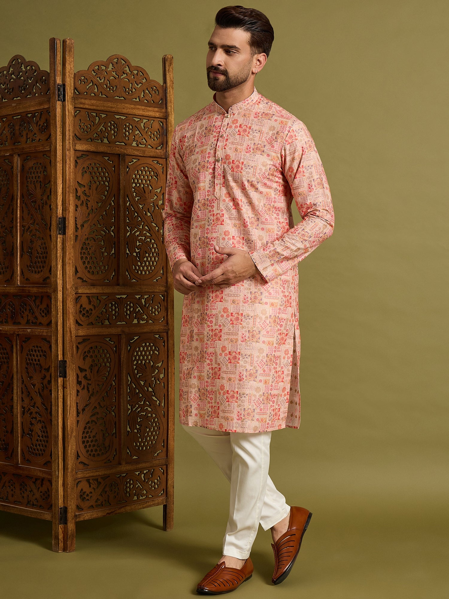 Pink Printed Kurta Trouser Set