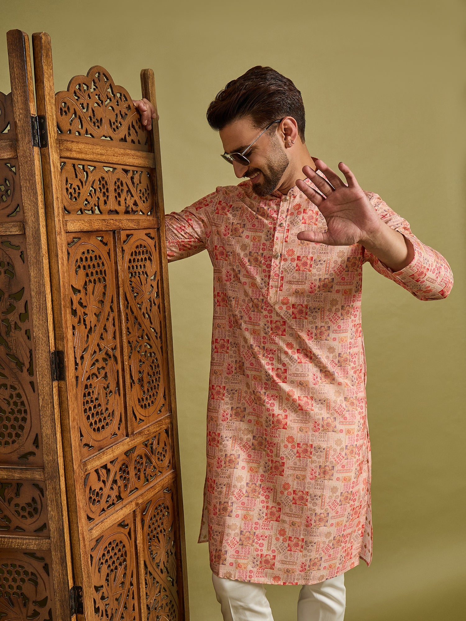 Pink Printed Kurta Trouser Set