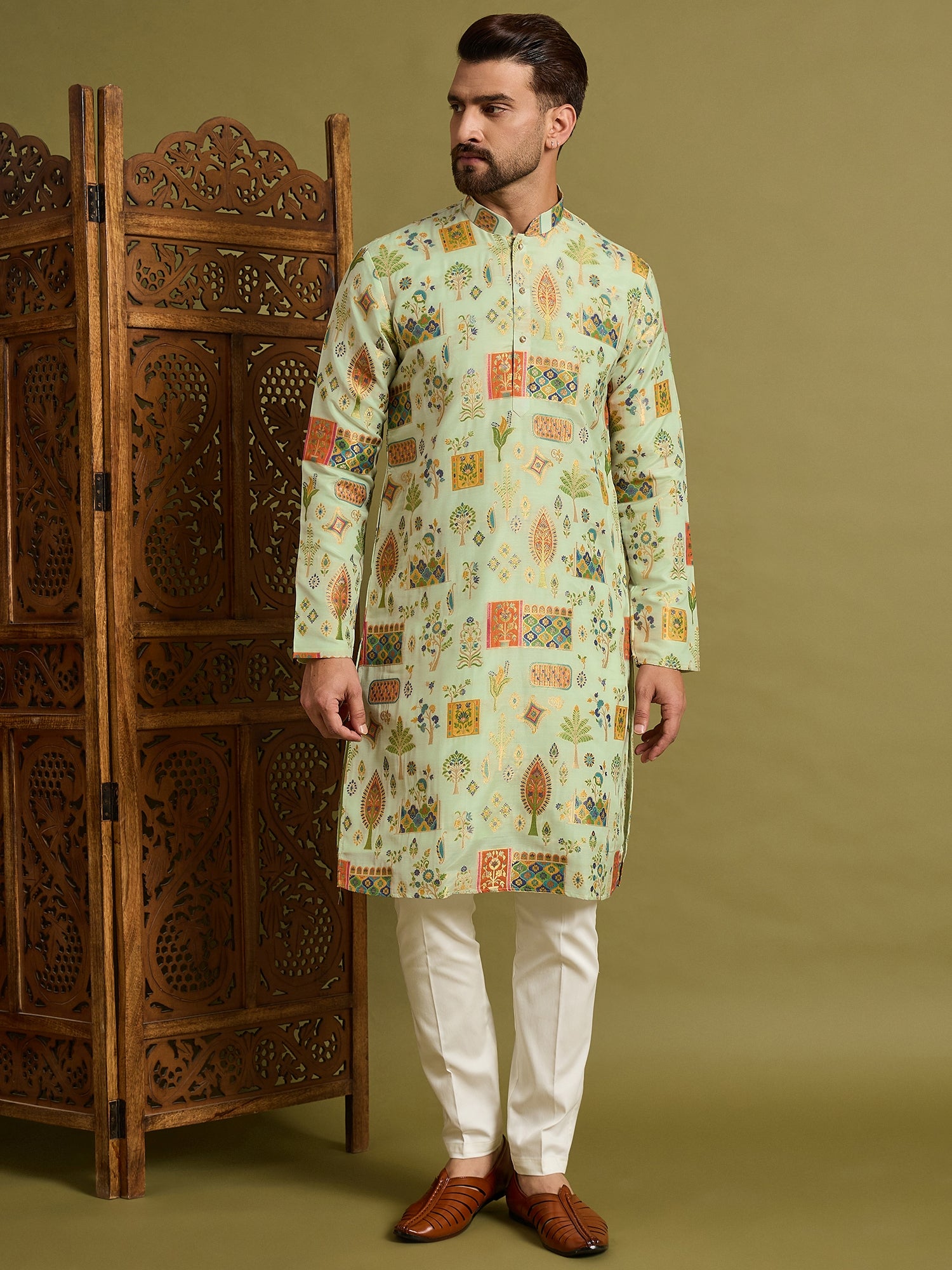Off White Brocket Kurta Set