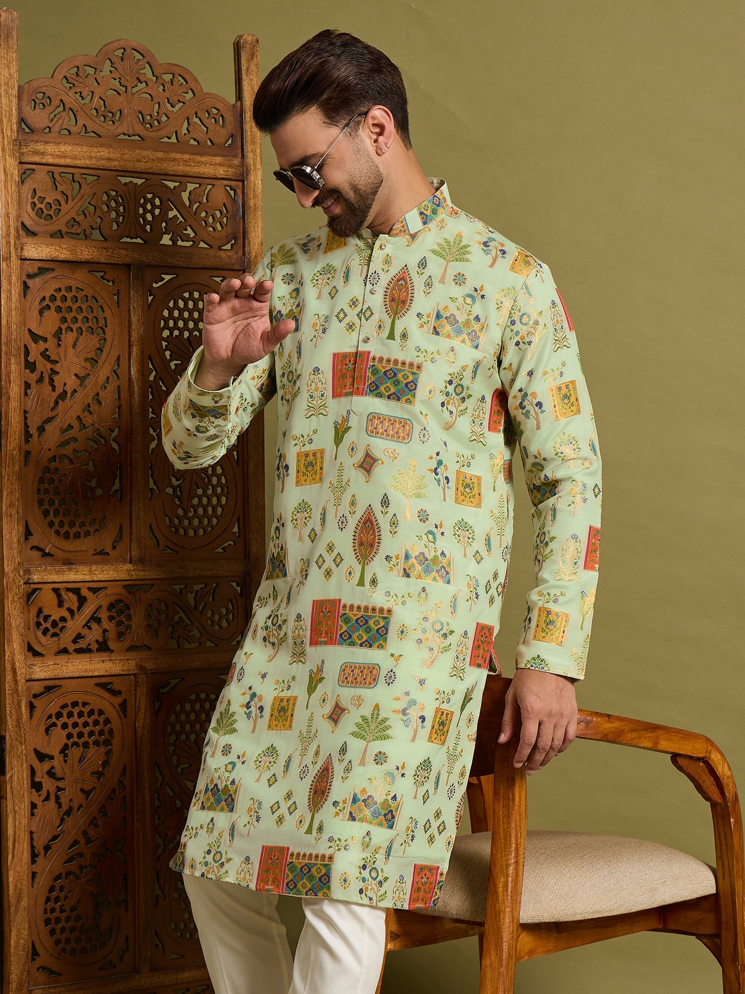 Off White Brocket Kurta Set