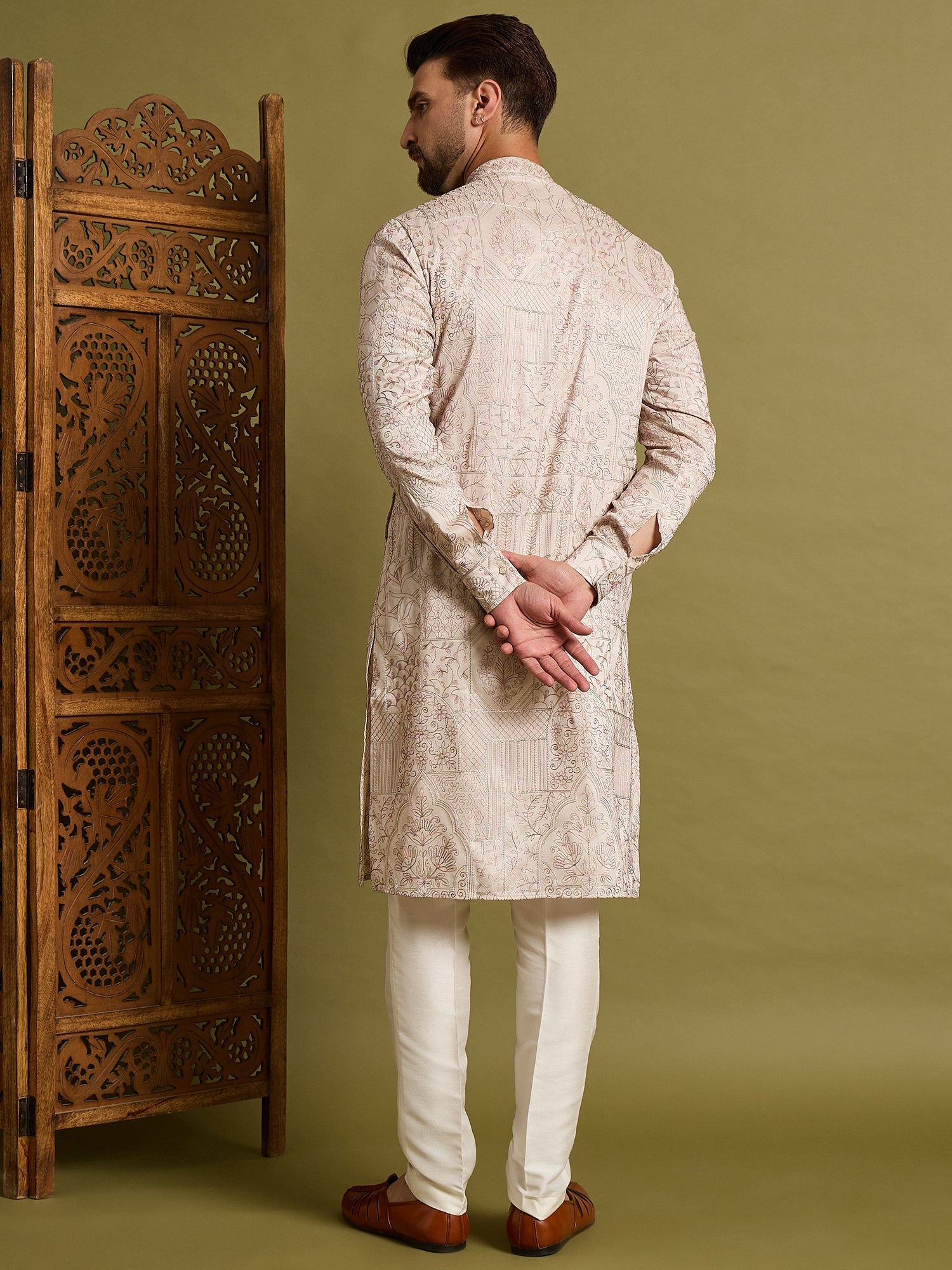Beige Embroidered Kurta Set