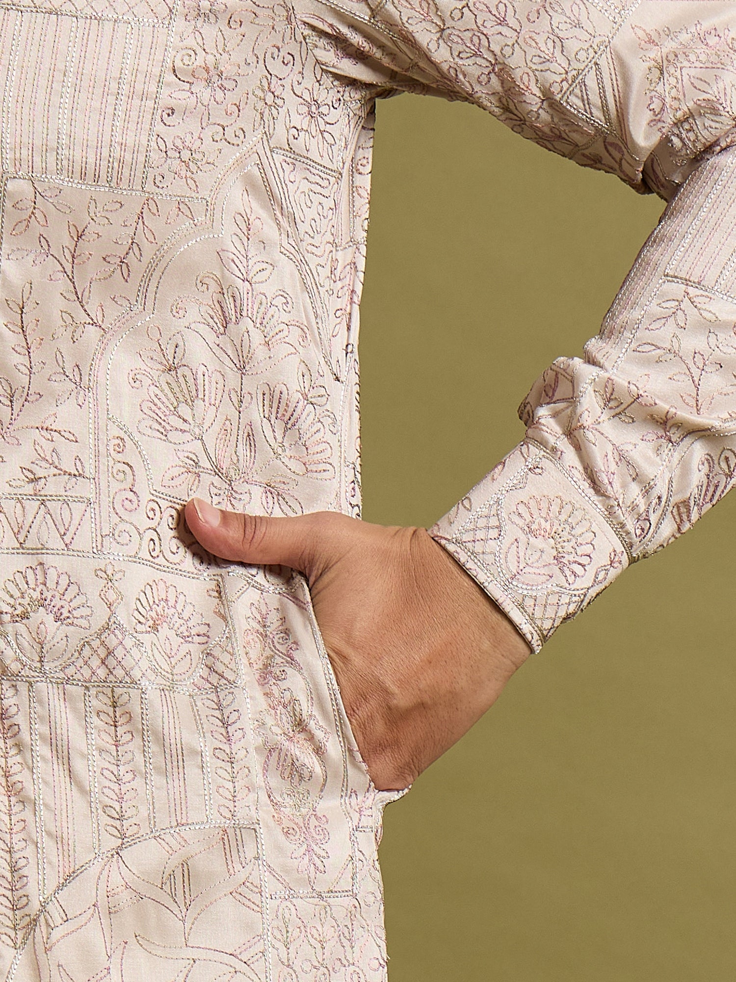 Beige Embroidered Kurta Set