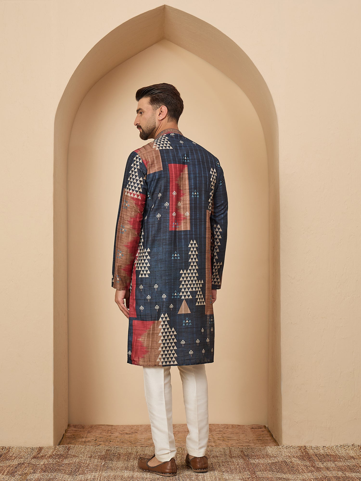 Blue Abstract Printed Kurta Trouser Set