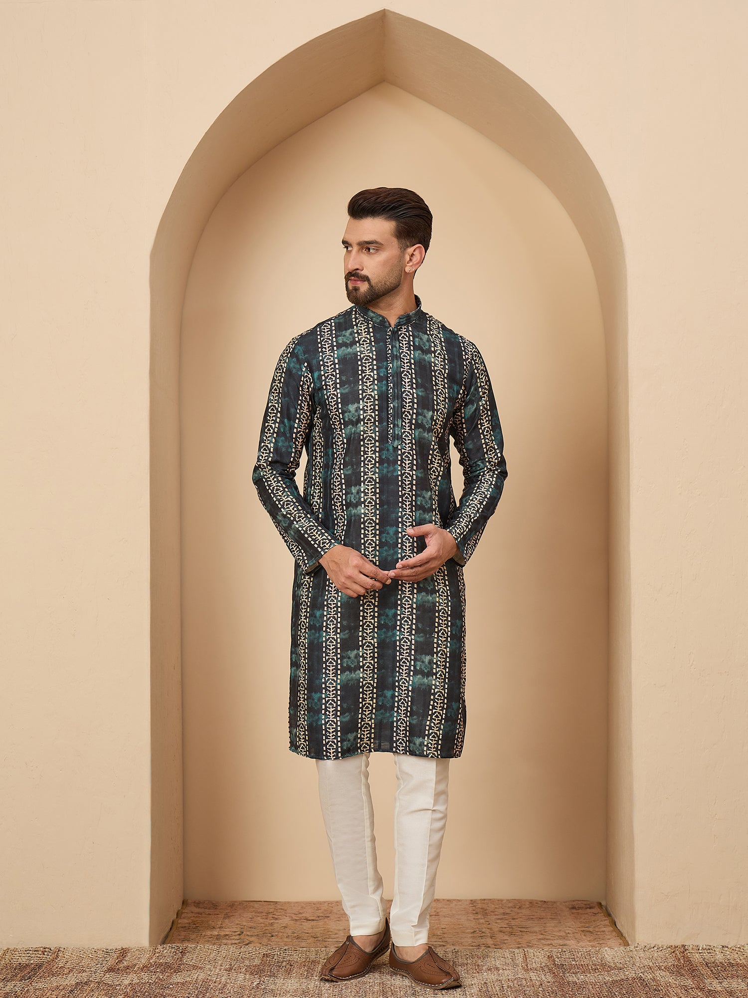 Rama Blue Printed Kurta Trouser Set