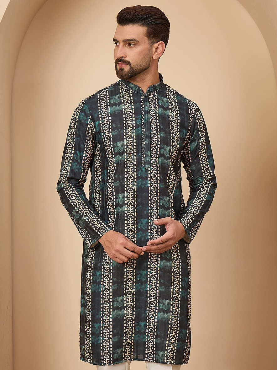 Rama Blue Printed Kurta Trouser Set