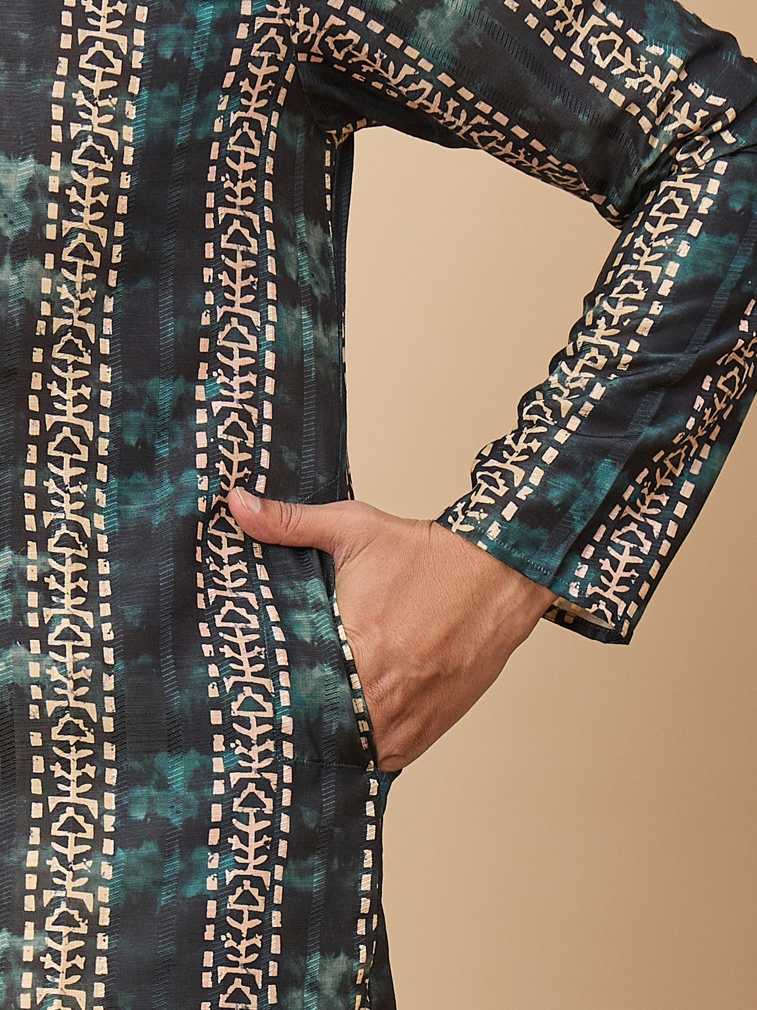 Rama Blue Printed Kurta Trouser Set