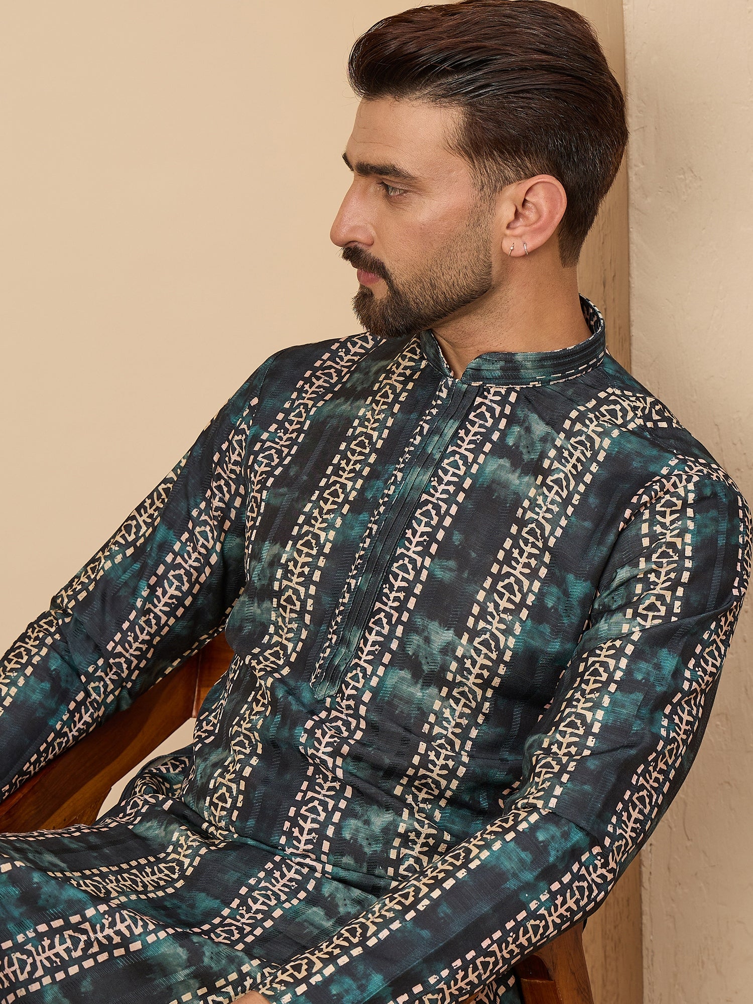 Rama Blue Printed Kurta Trouser Set