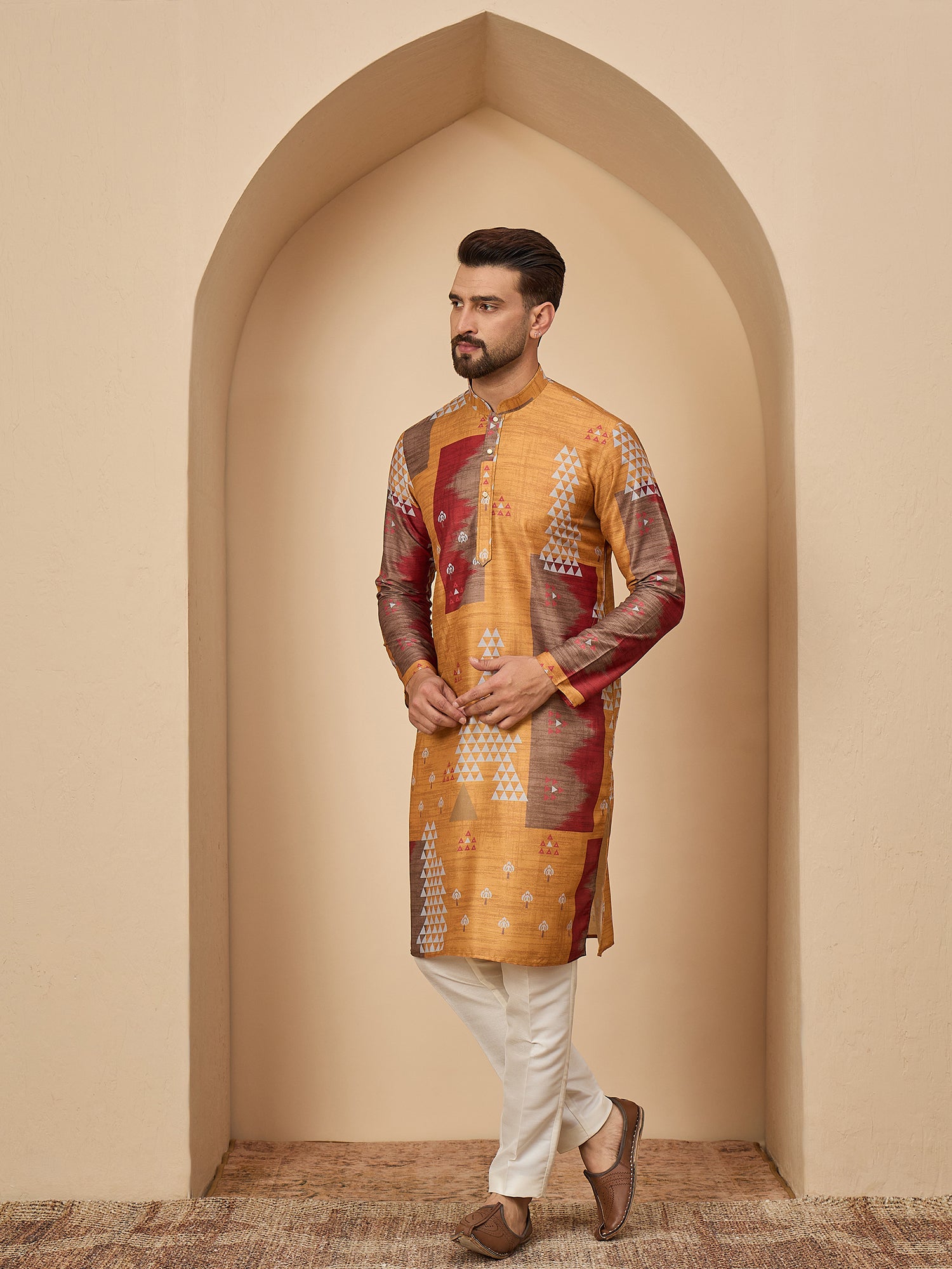 Yellow Printed Kurta Set