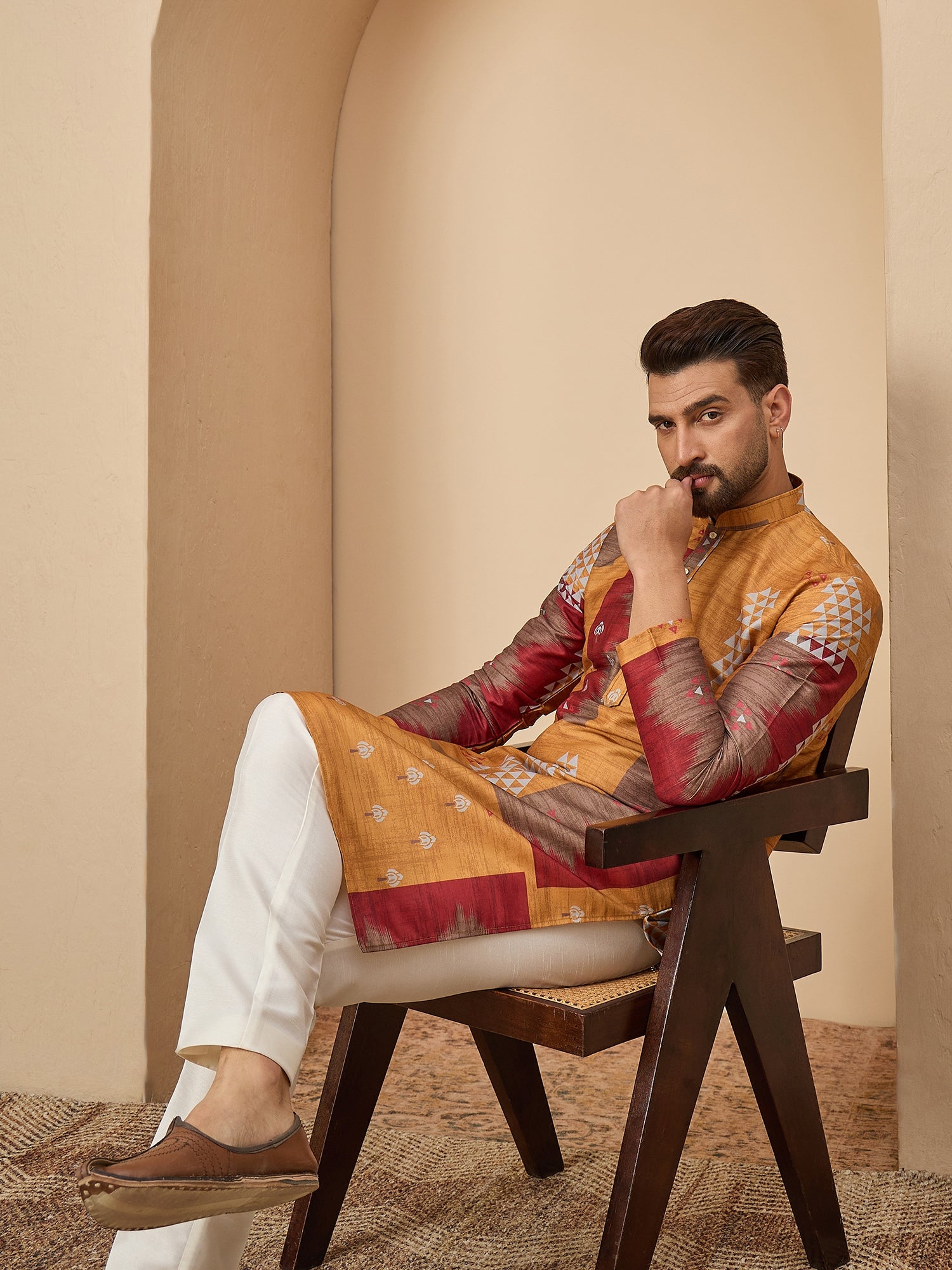 Yellow Printed Kurta Set