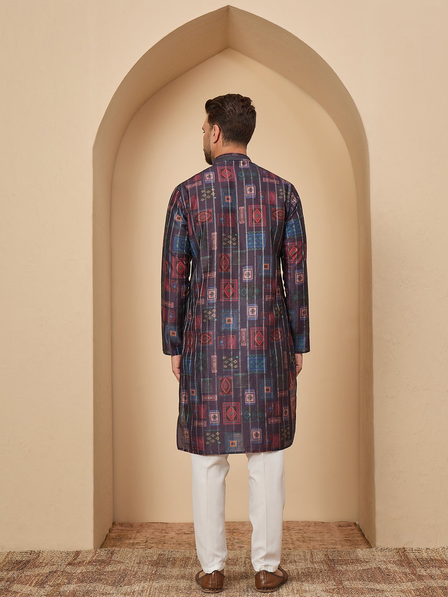 Blue Silk Printed Kurta Set