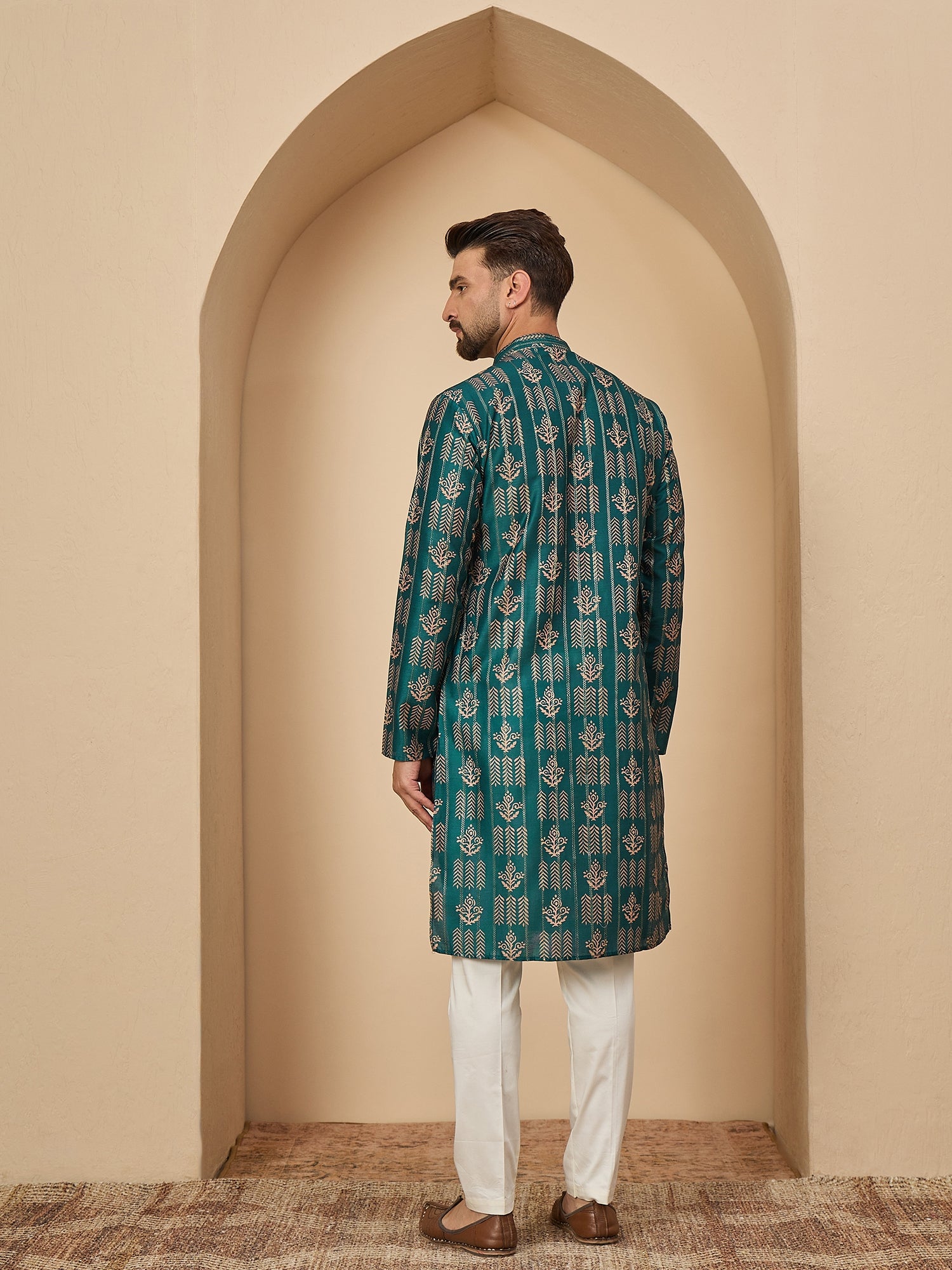 Rama Blue Silk Printed Kurta Set