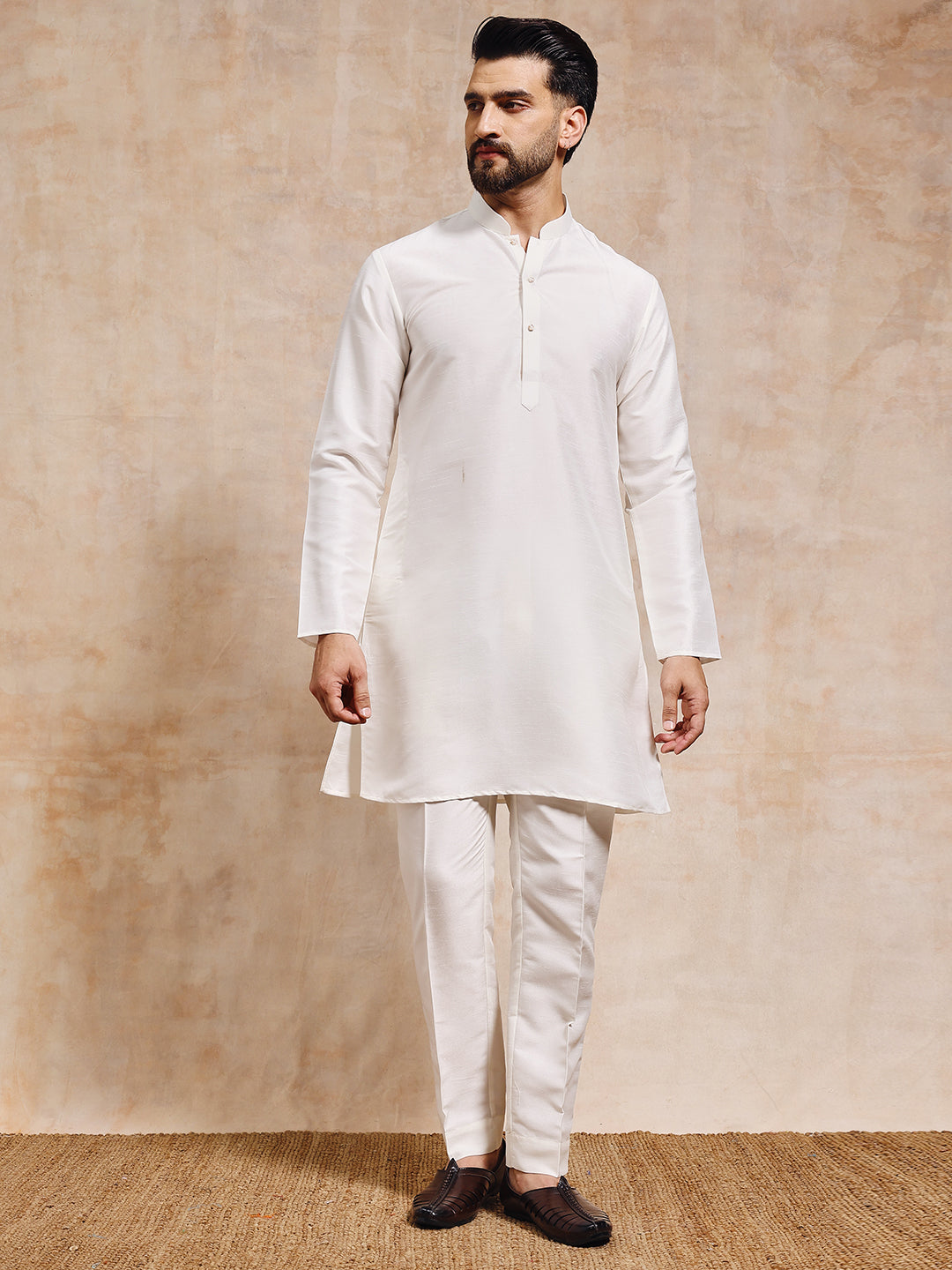 Off-White Soft Silk Kurta Only