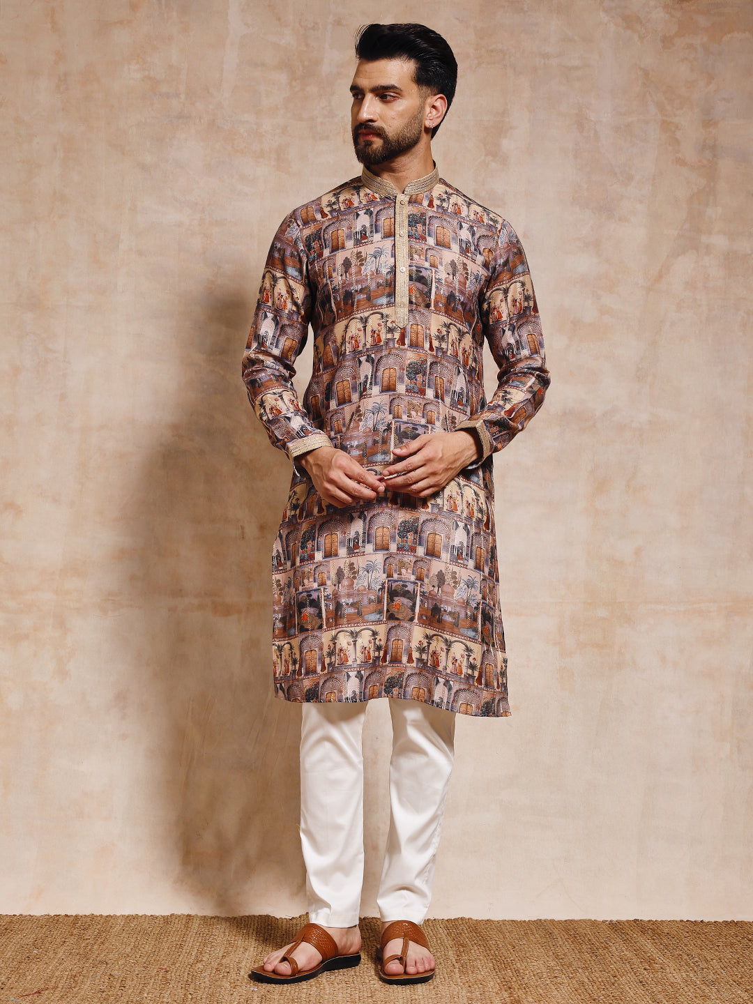 Magnet Men's Figure Printed Kurta Trouser Set