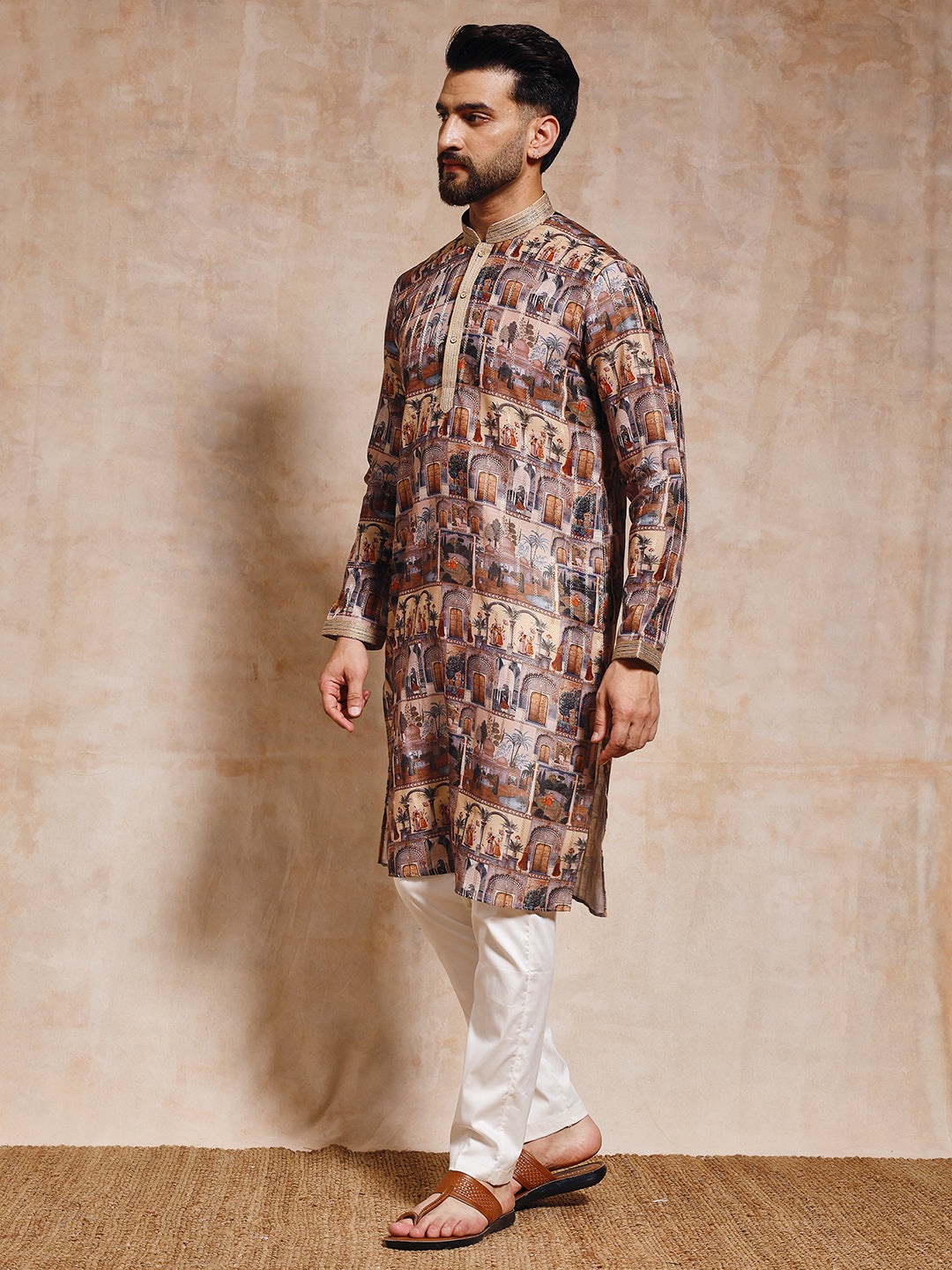Magnet Men's Figure Printed Kurta Trouser Set