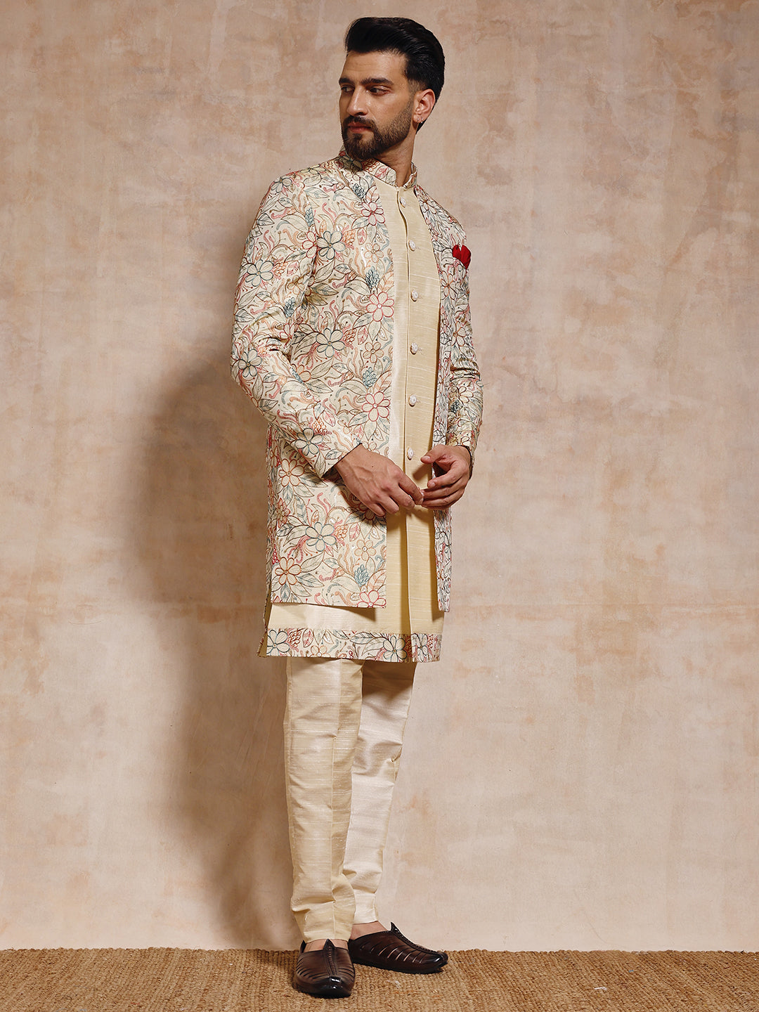 Base Silk Multi Thread Work Indo Western Set