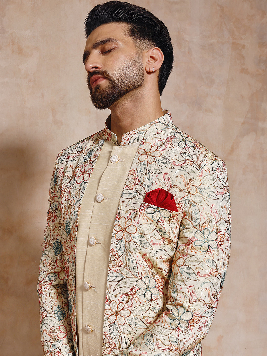 Base Silk Multi Thread Work Indo Western Set