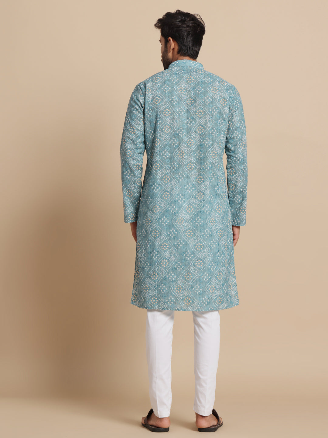 Sea Green Bandni Print Kurta Trouser Set