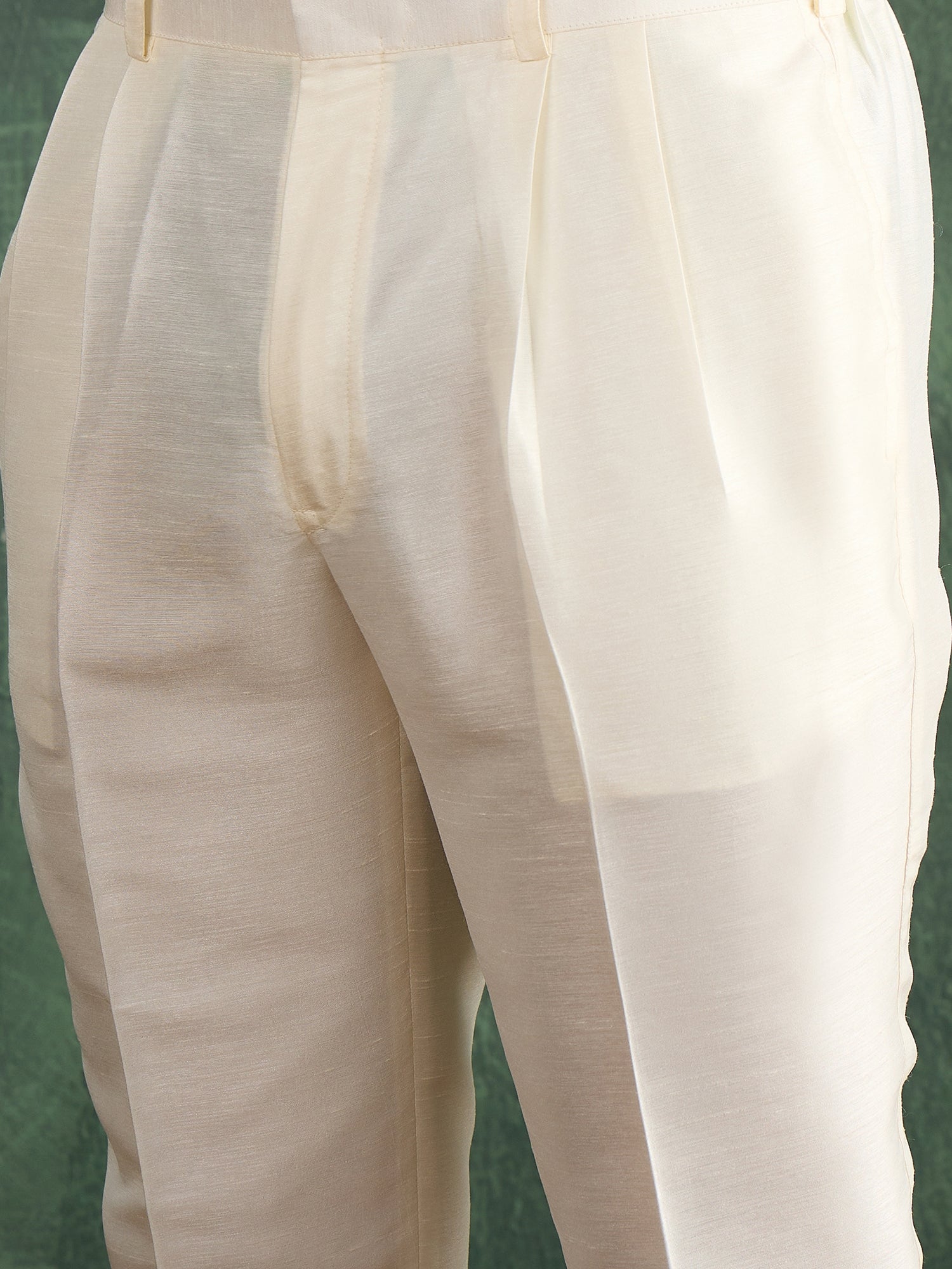 Yellow Silk Pintex Kurta Trouser Set