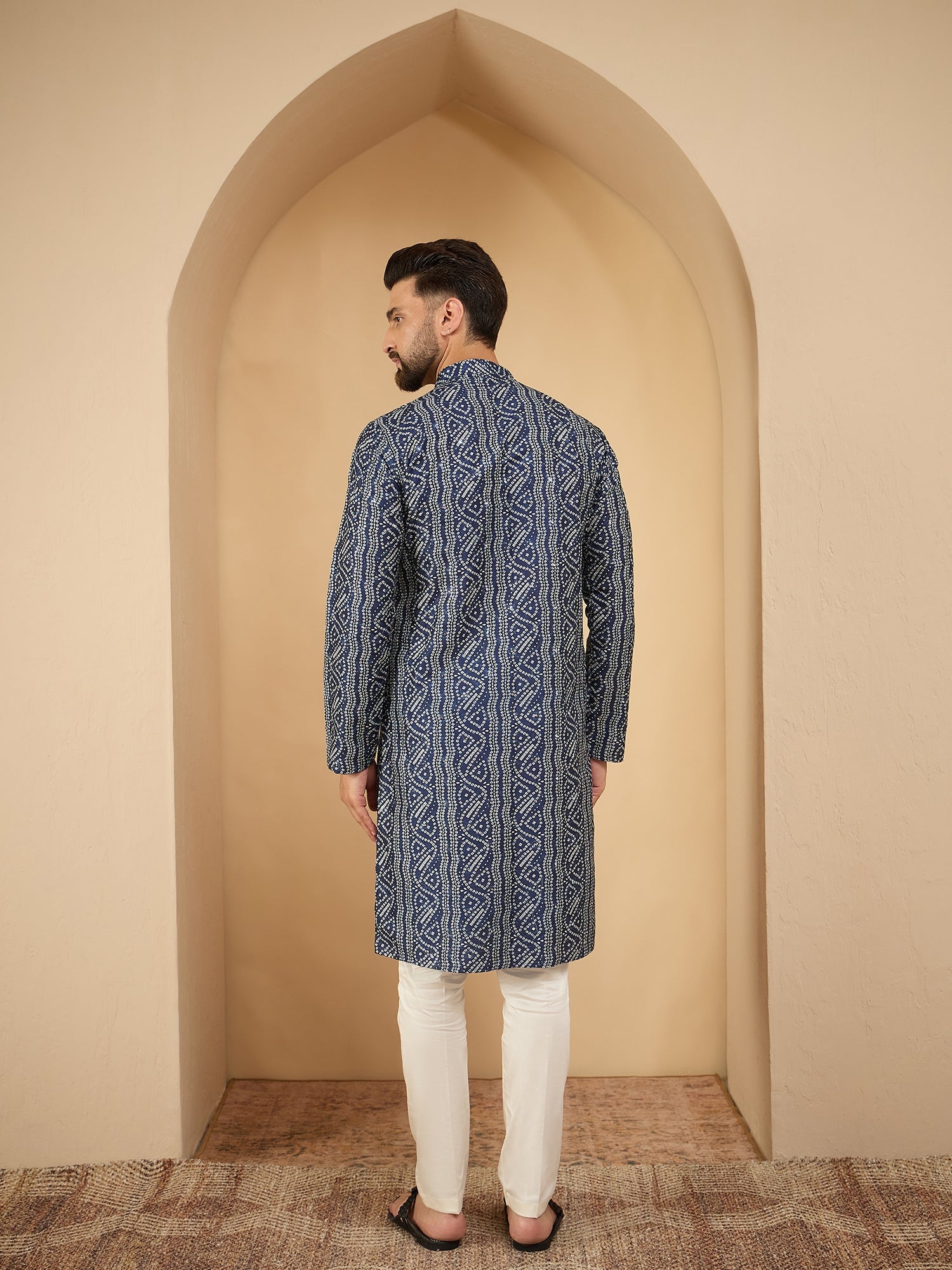 Navy Blue Bandndi With Sequinze Kurta Trouser Set
