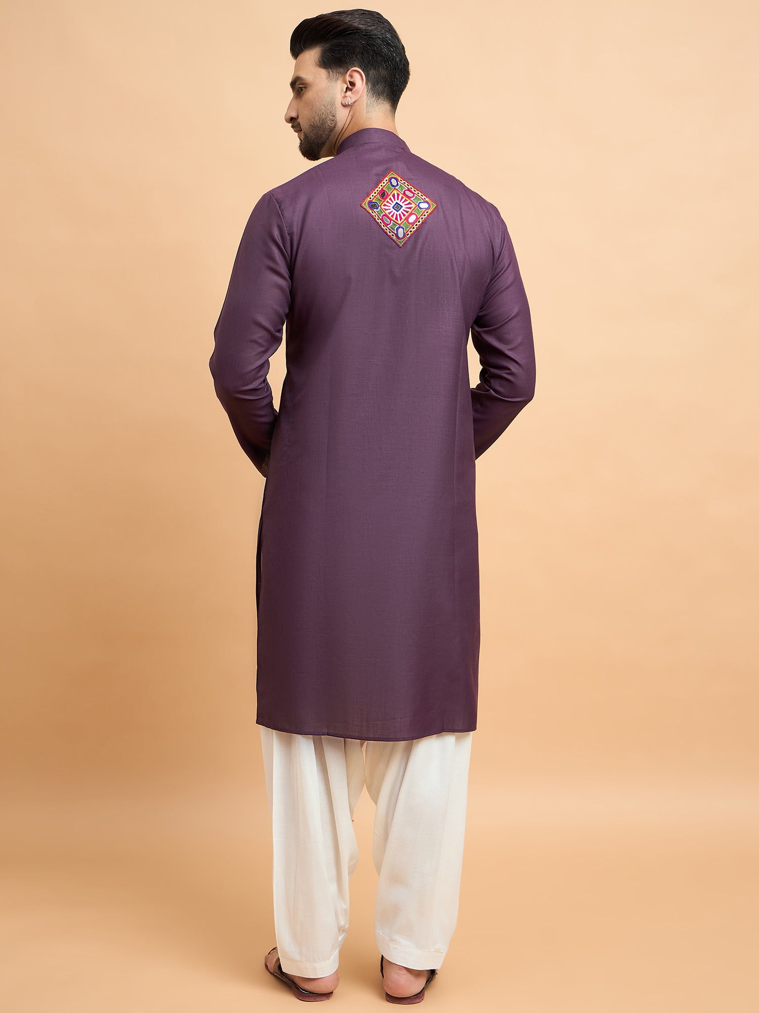 Purple Wine Gamthi Work Navratri Special Kurta Only