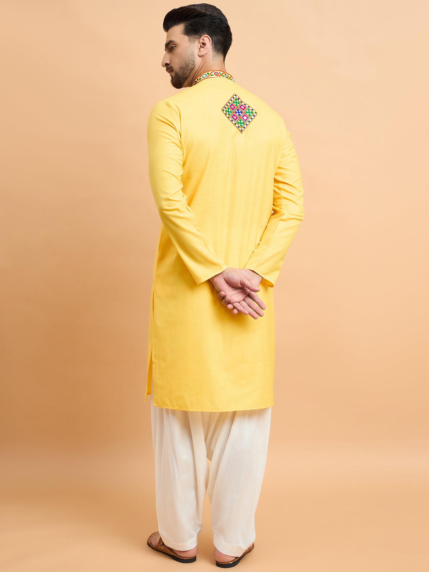 Yellow Gamthi Work Navratri Special Kurta Only