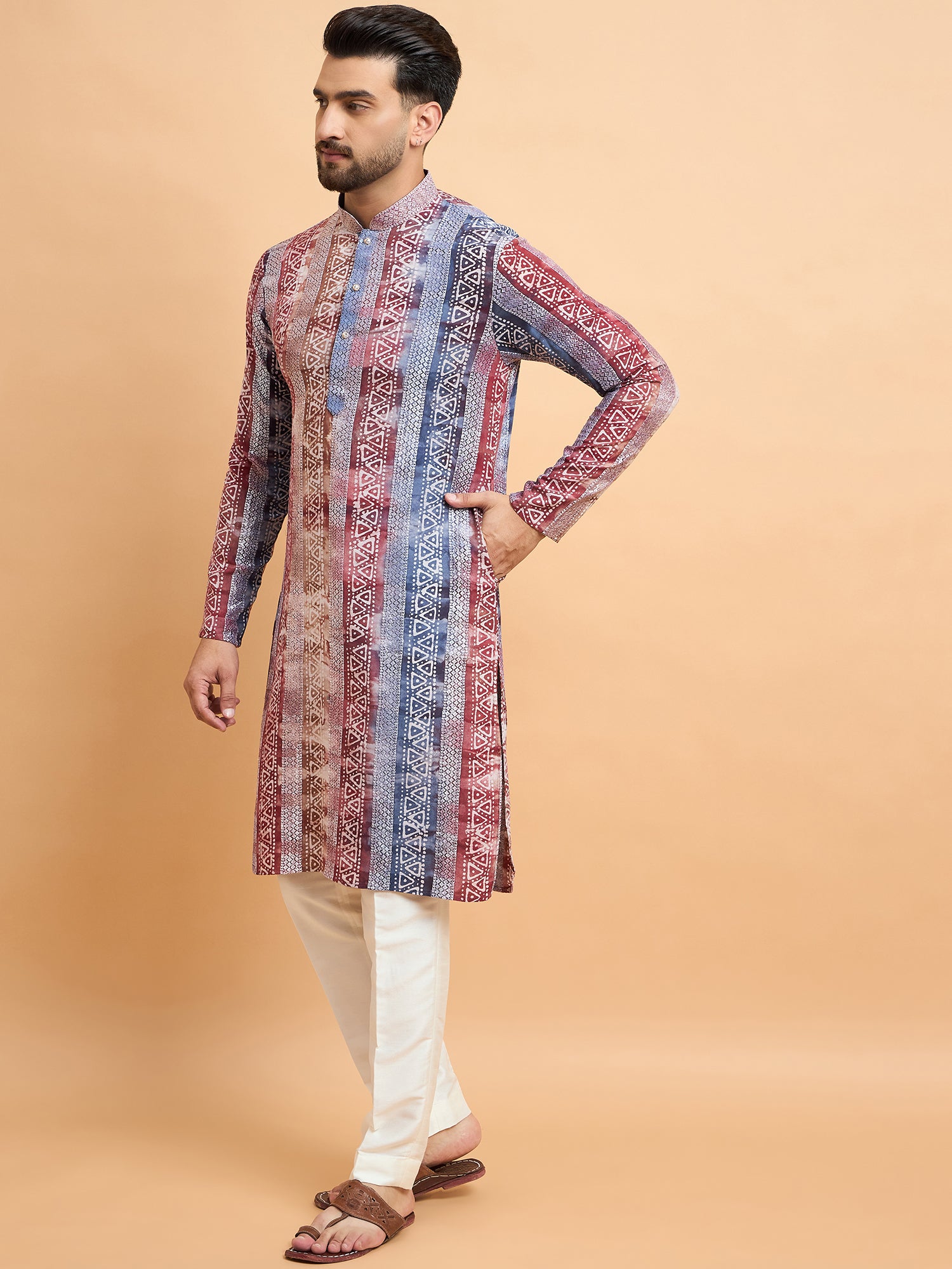 Maroon Batique With Lucknowi Kurta Trouser Set