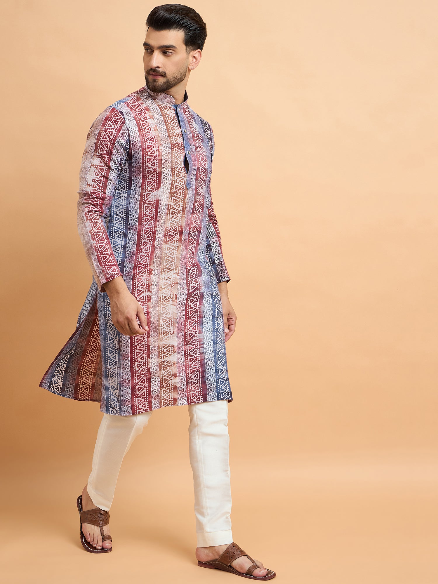 Maroon Batique With Lucknowi Kurta Trouser Set