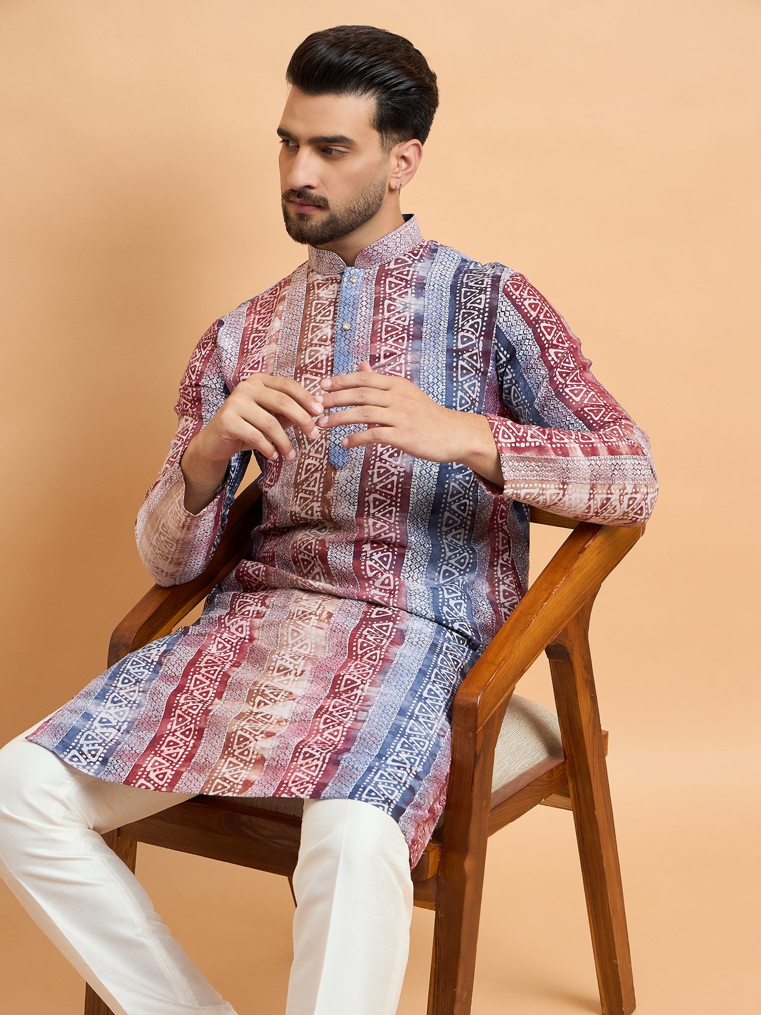 Maroon Batique With Lucknowi Kurta Trouser Set