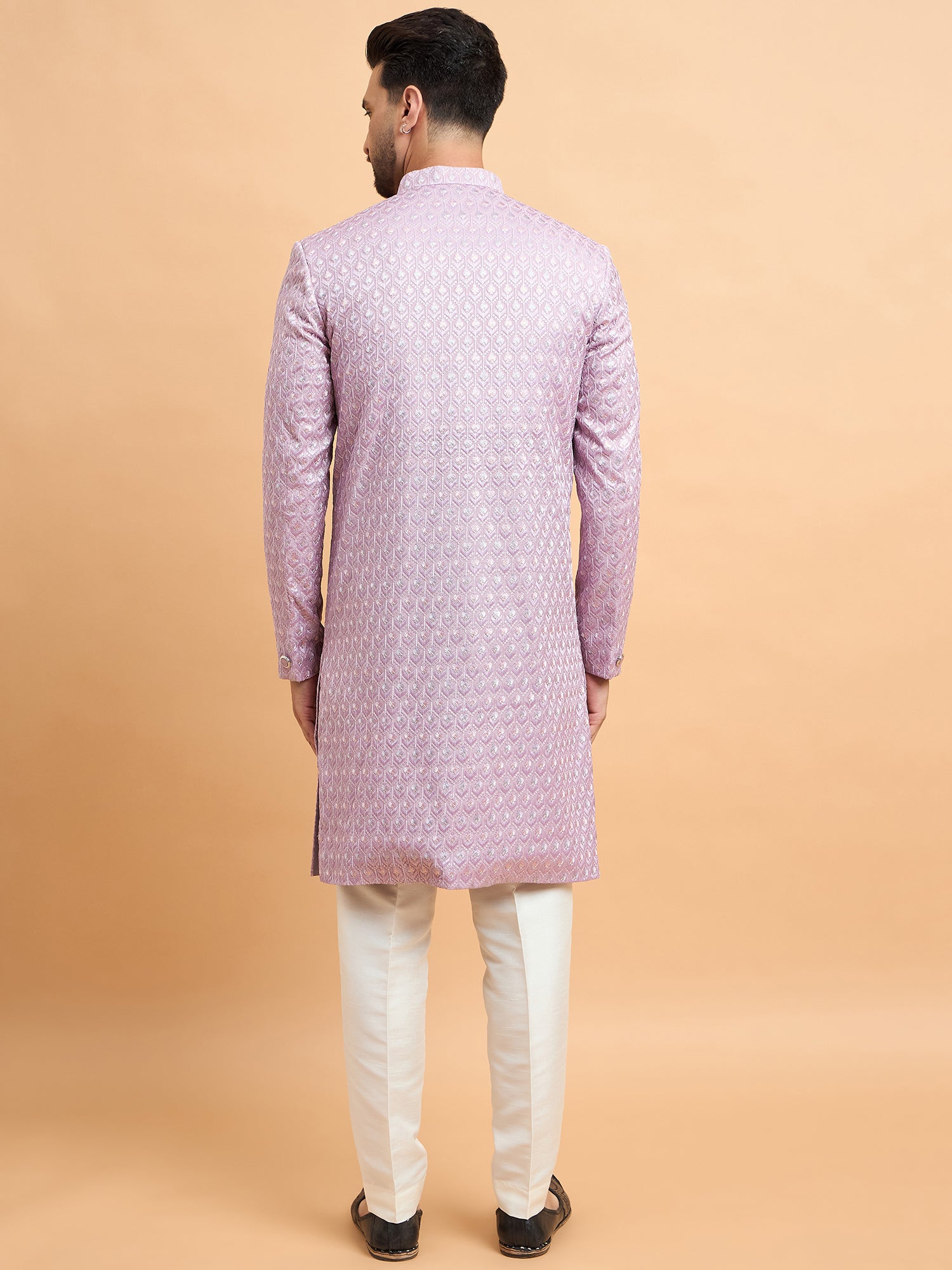Lilac Embroidered Indowestern Set