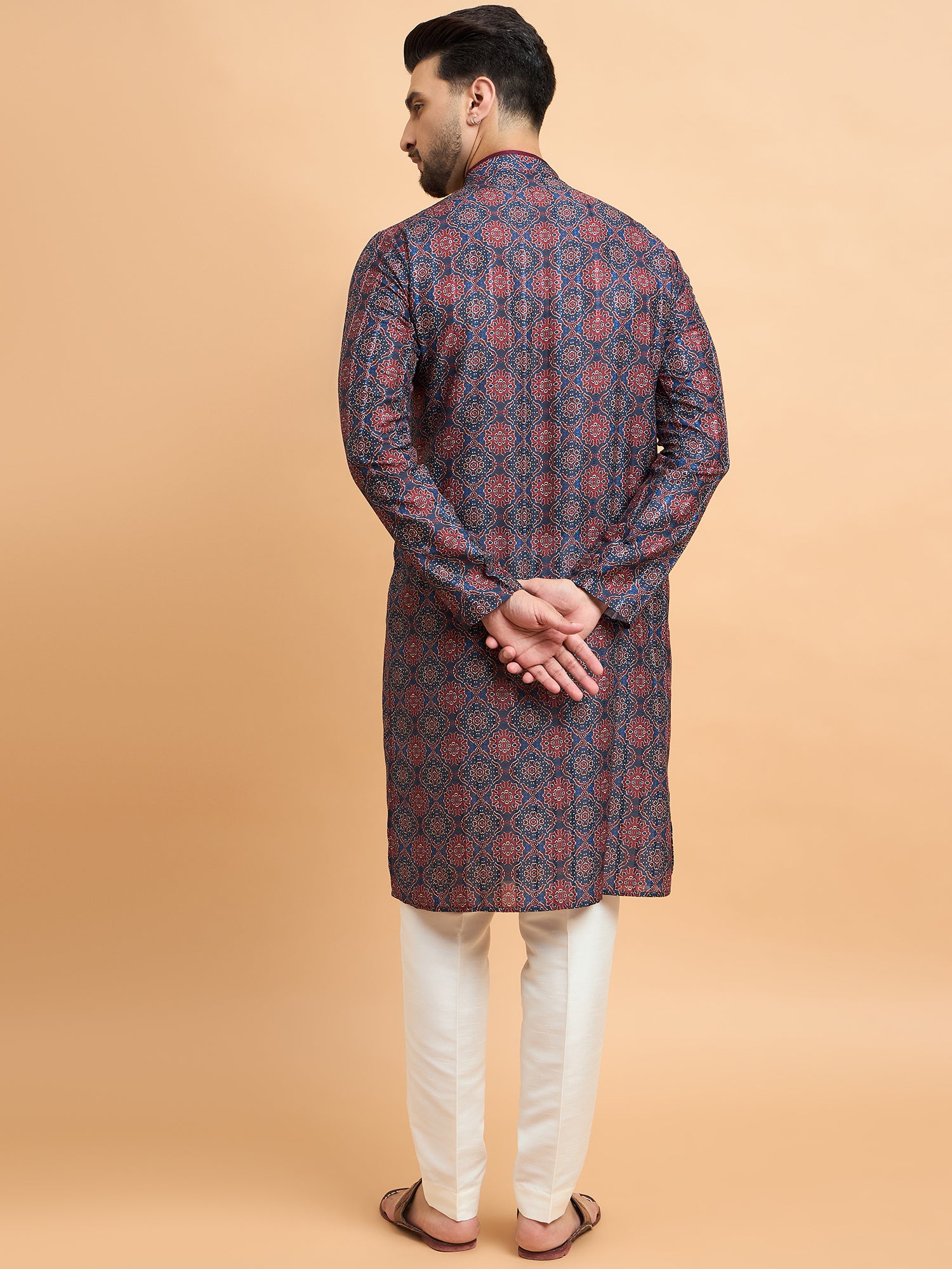 Navy Blue Printed Kurta Set