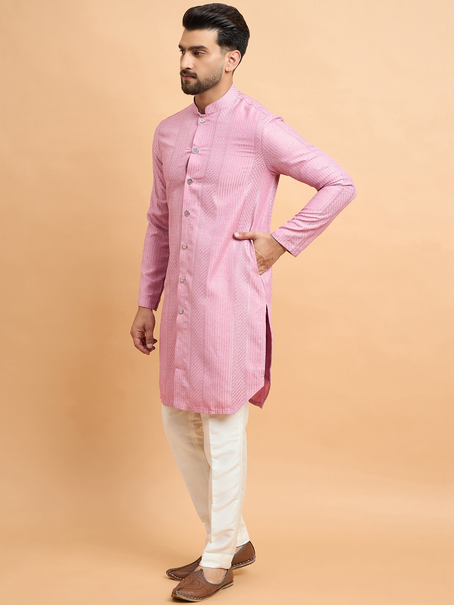 Pink Indowestern Kurta Set