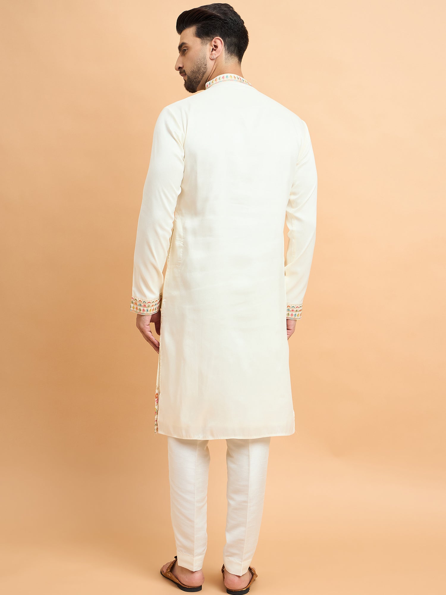 Cream Trending Kashmiri Work Kurta Set