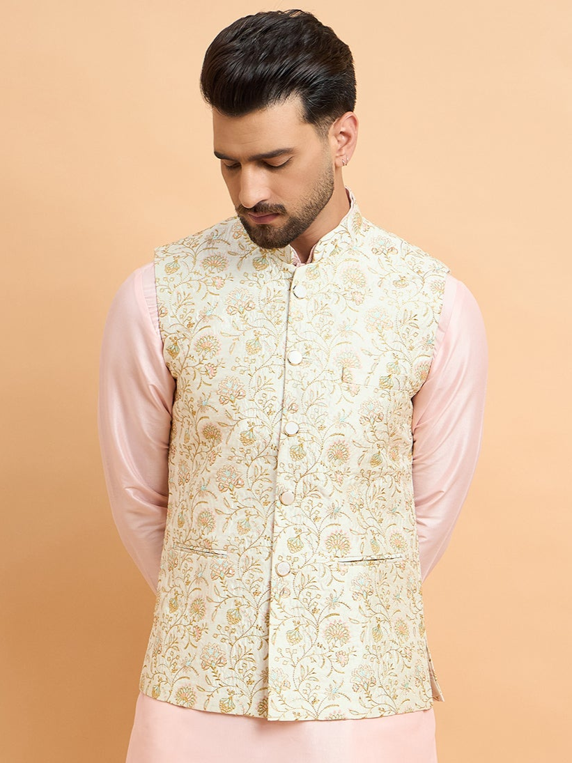 Pink With Cream Embroidery Koti Only