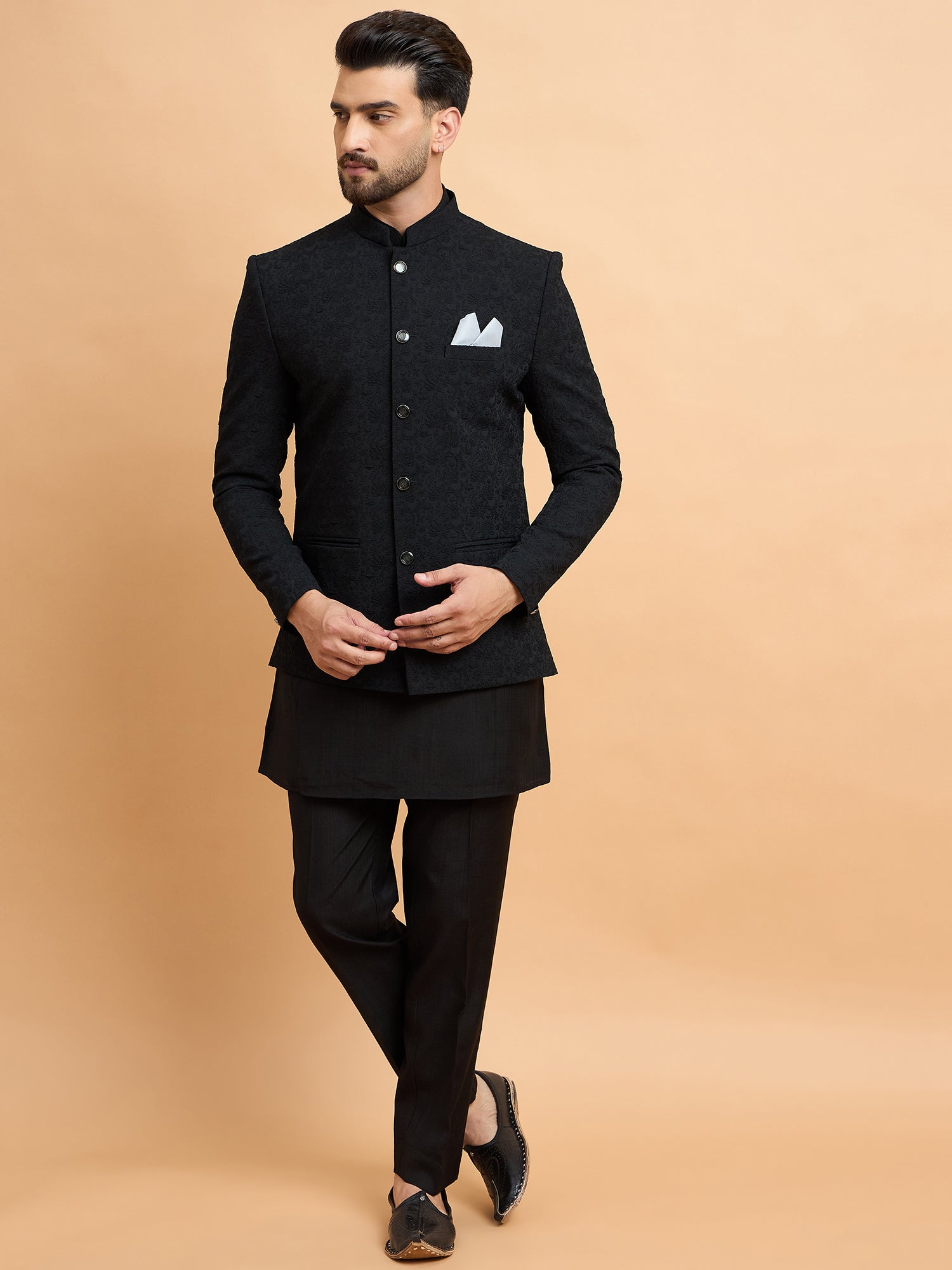 Black 3 Piece Indowestern Set
