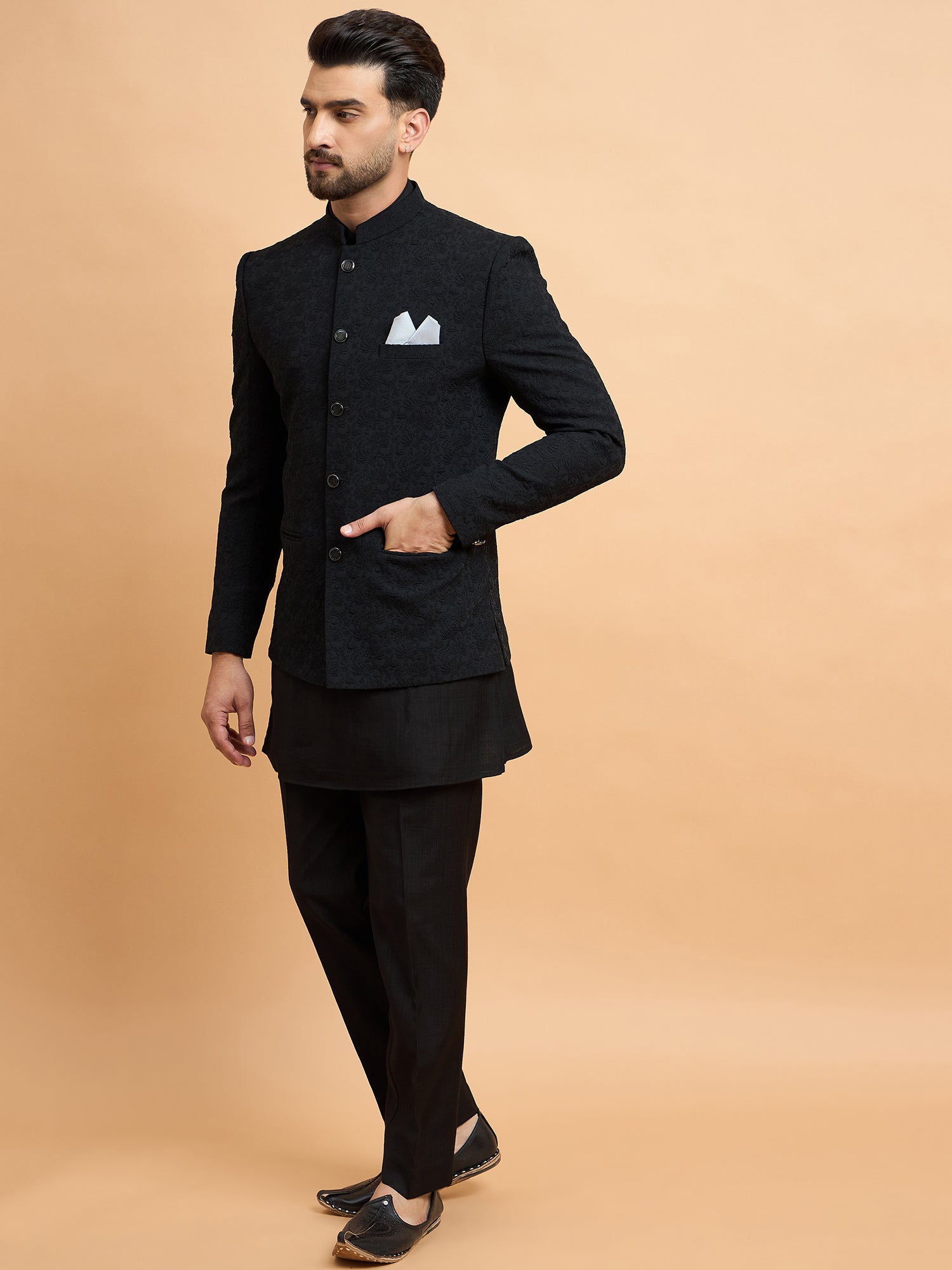 Black 3 Piece Indowestern Set