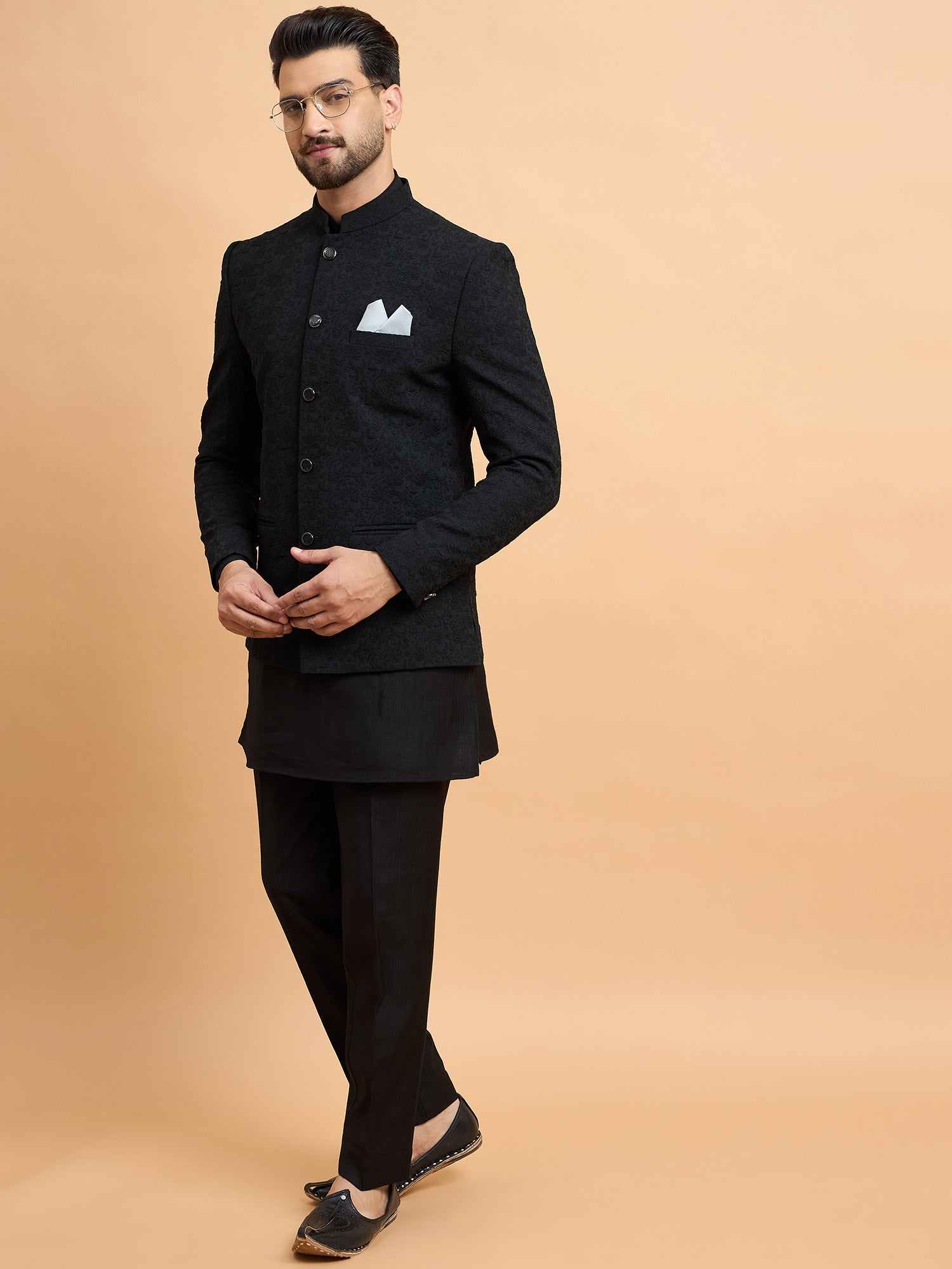 Black 3 Piece Indowestern Set