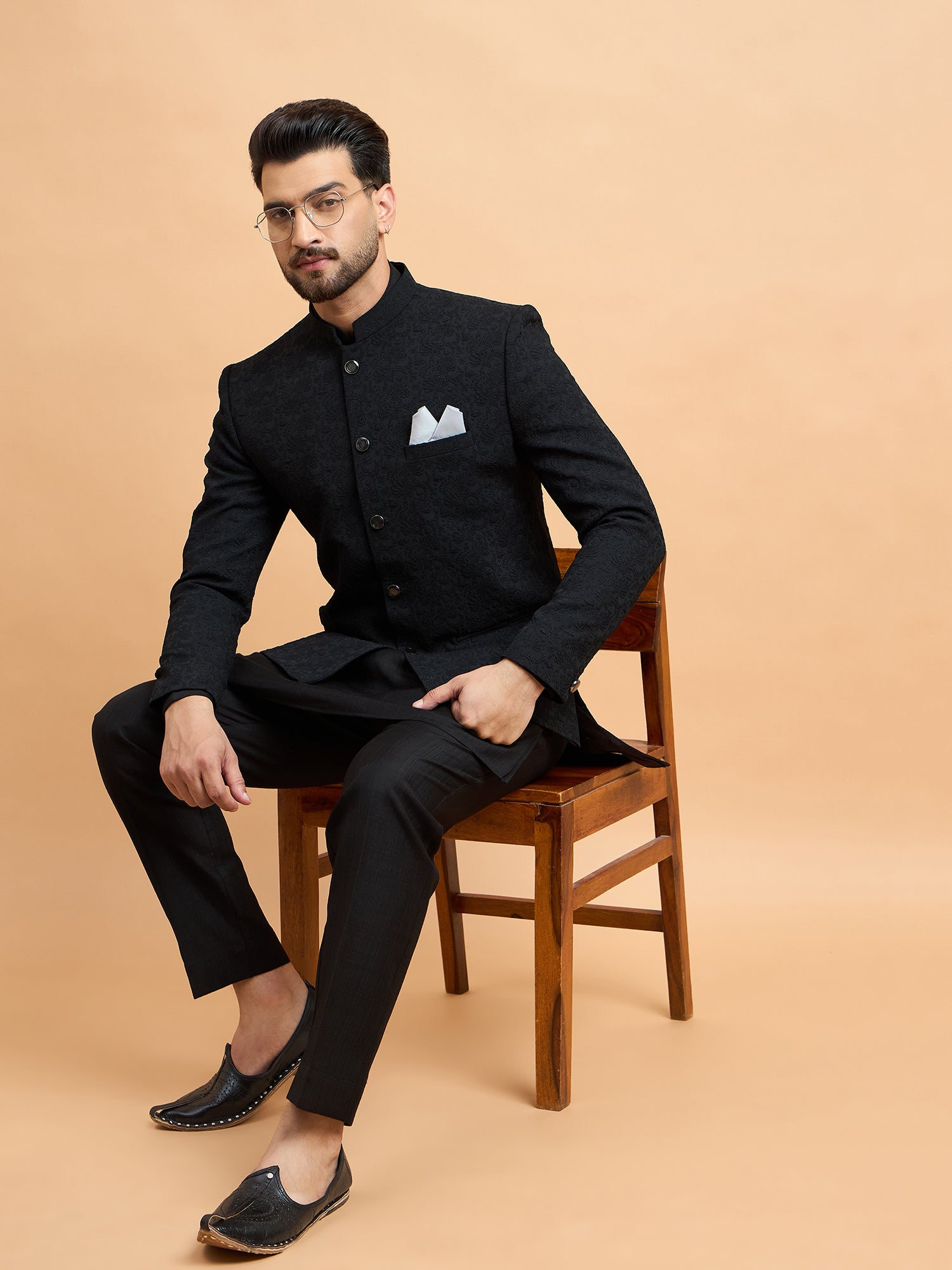 Black 3 Piece Indowestern Set