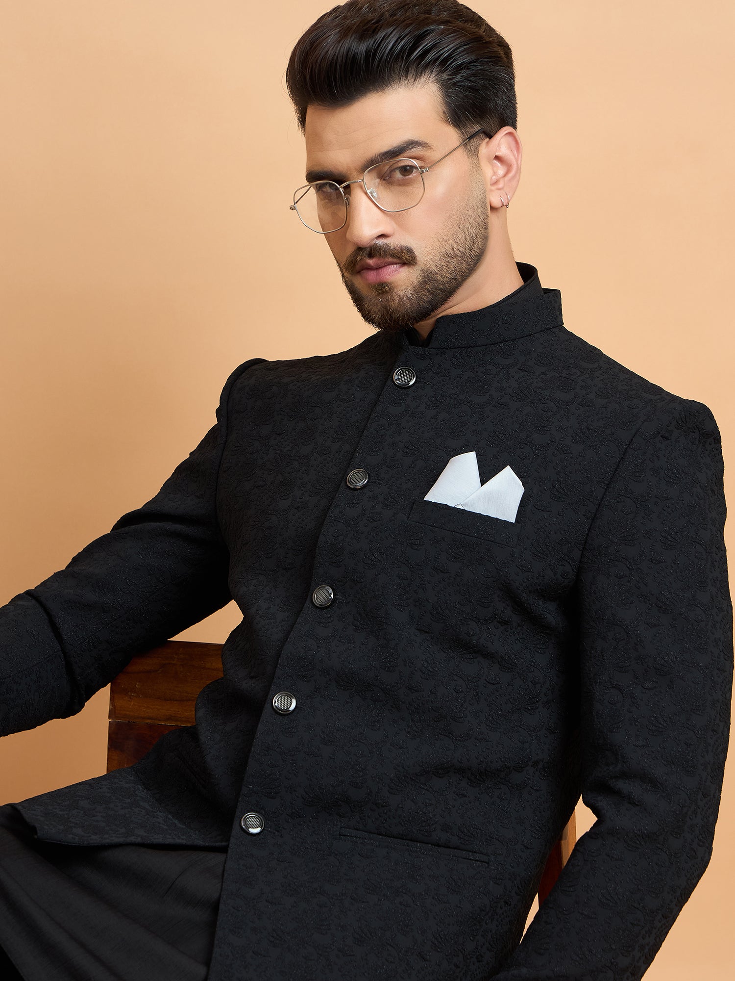 Black 3 Piece Indowestern Set