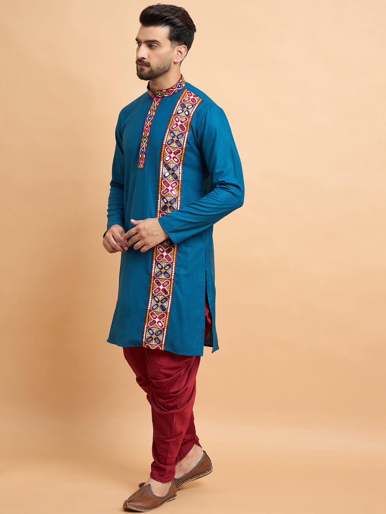 Teal Blue Gamthi Work Navratri Special Kurta Only