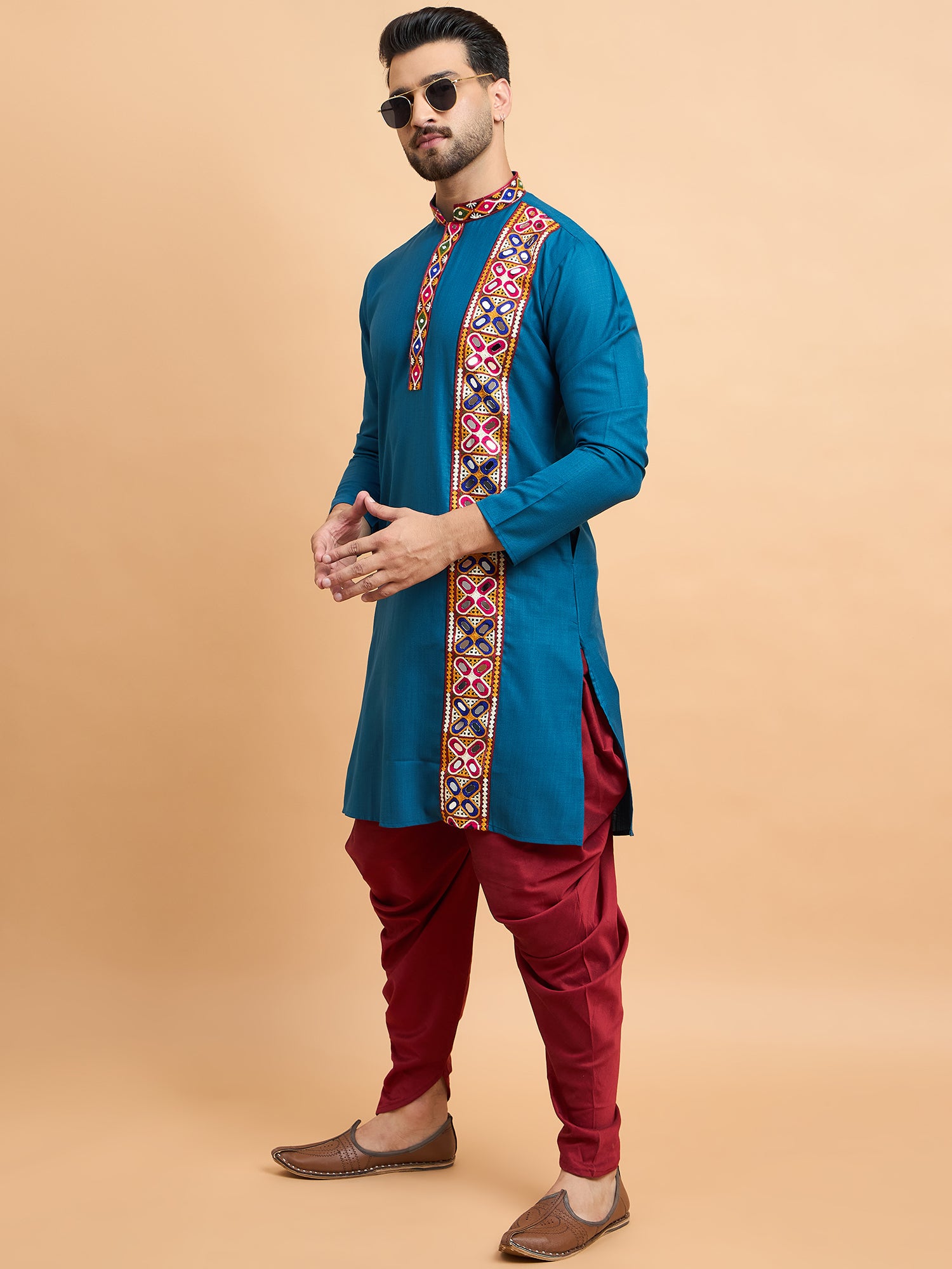 Teal Blue Gamthi Work Navratri Special Kurta Only