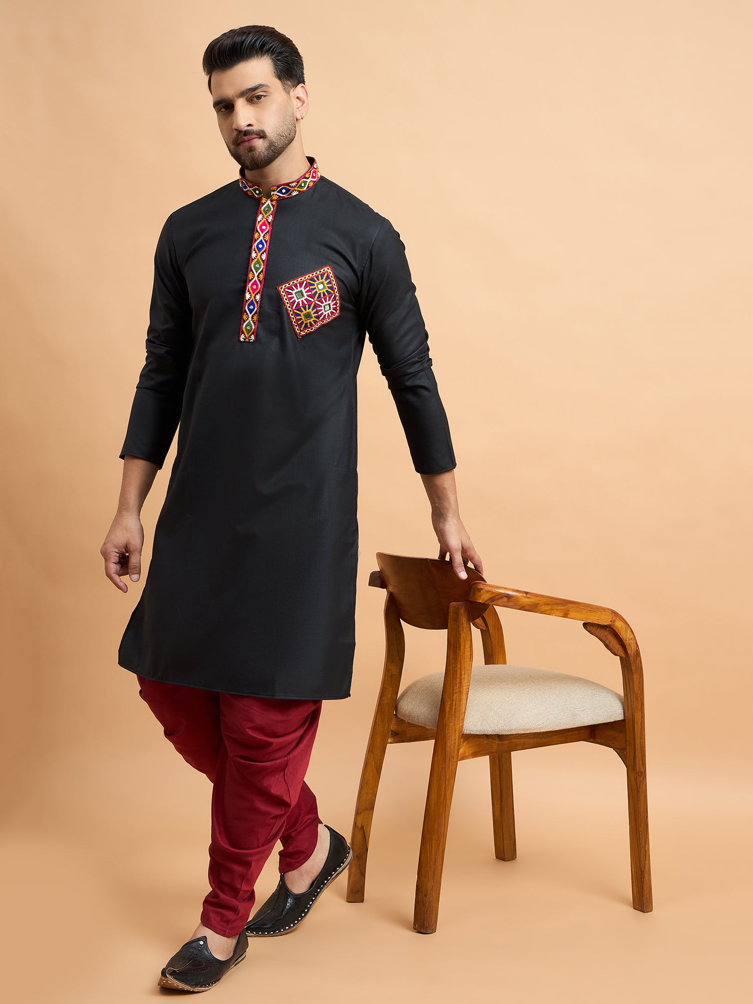 Black Gamthi Work Navratri Special Kurta Only
