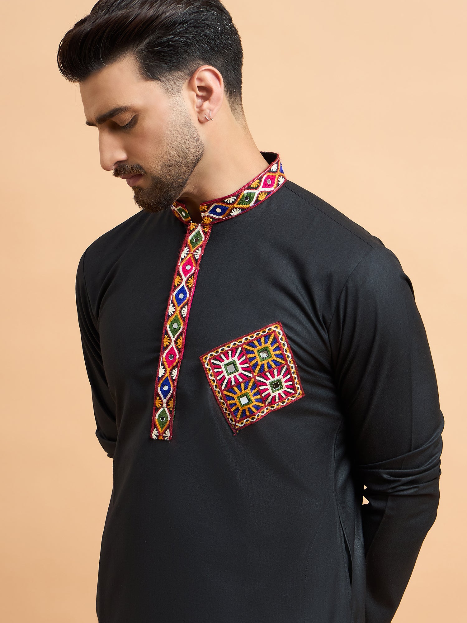 Black Gamthi Work Navratri Special Kurta Only