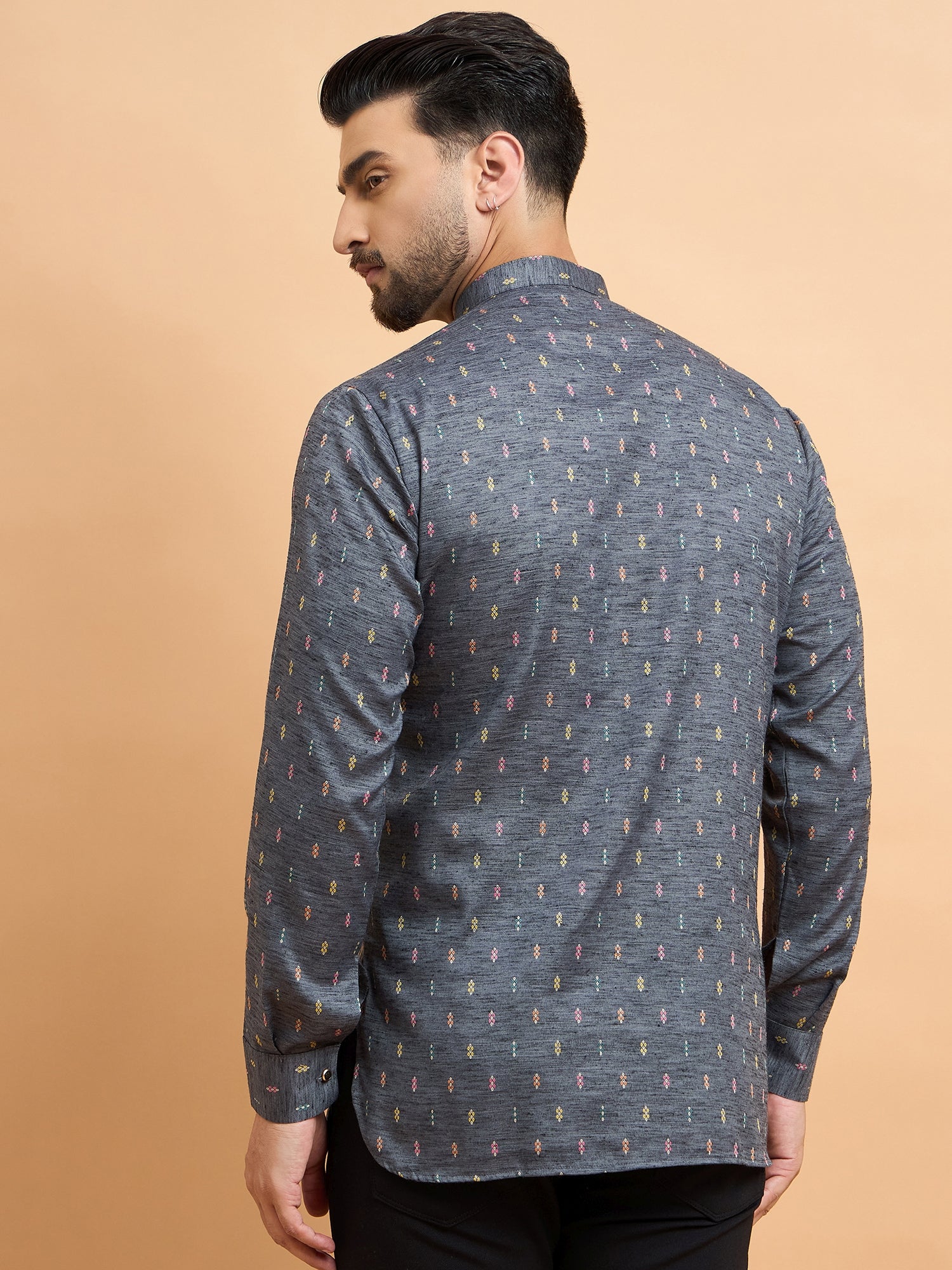 Grey Cotton Linen Short Kurta Only