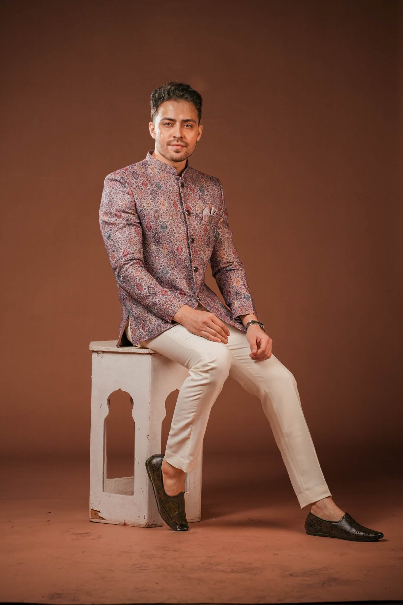 Jaquard Fabric Print Jodhpuri Set