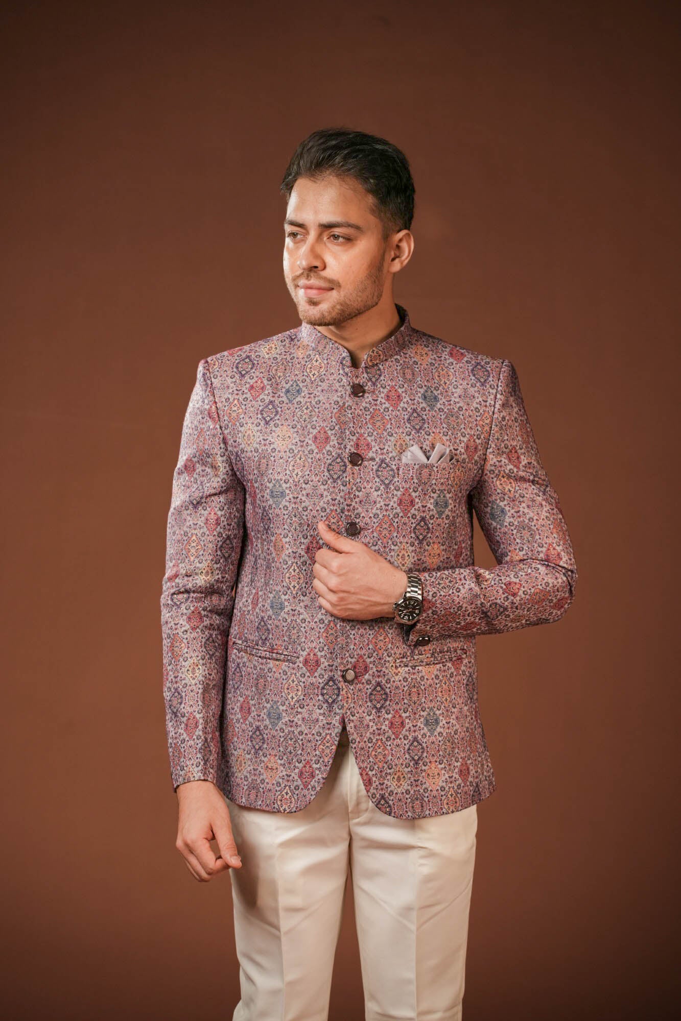 Jaquard Fabric Print Jodhpuri Set