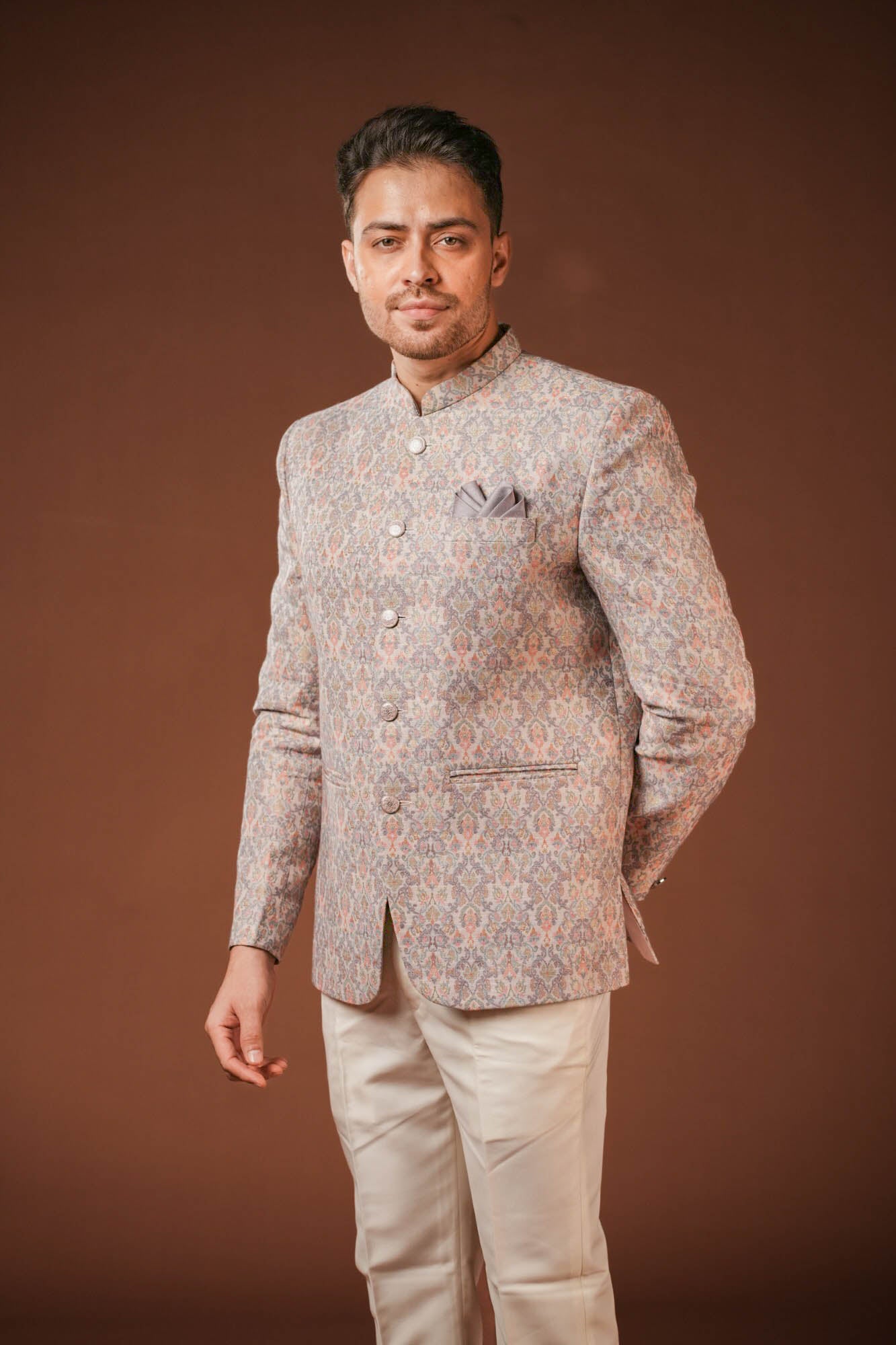 Jaquard Fabric Print Jodhpuri Set