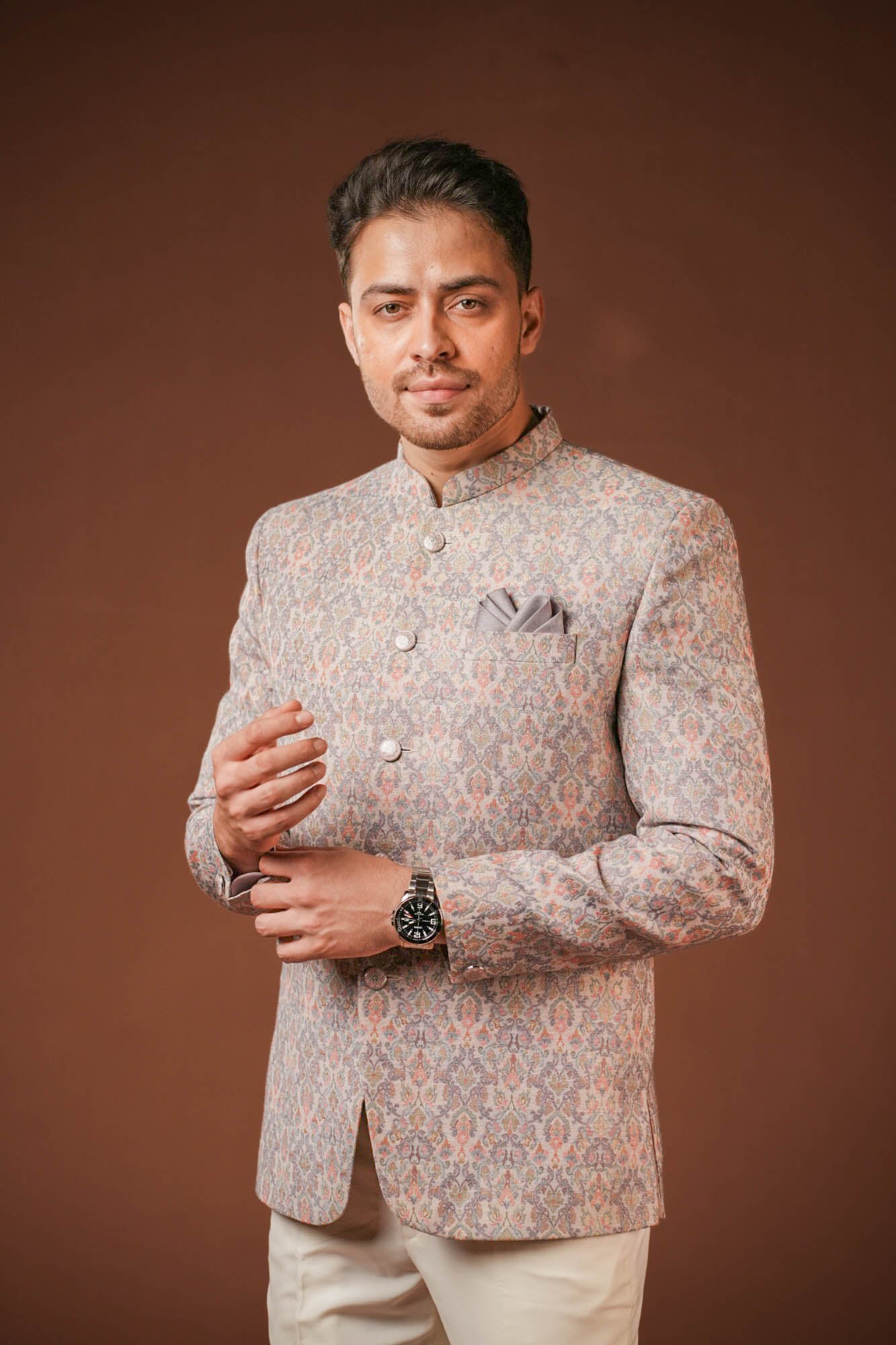 Jaquard Fabric Print Jodhpuri Set